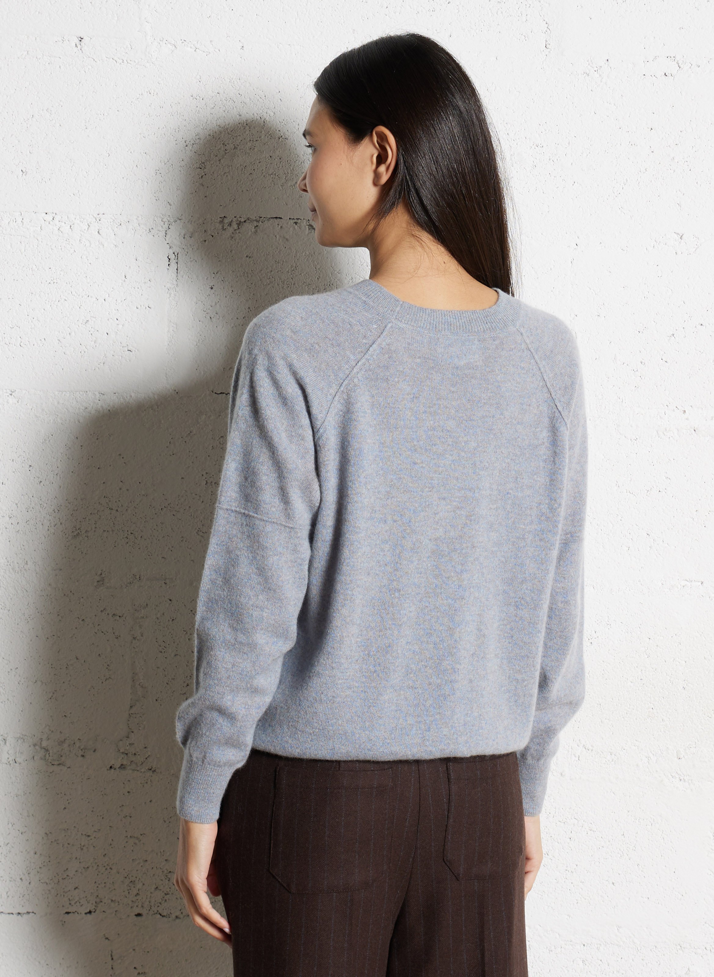 Pull col rond en cachemire MAISON 123 Bleu