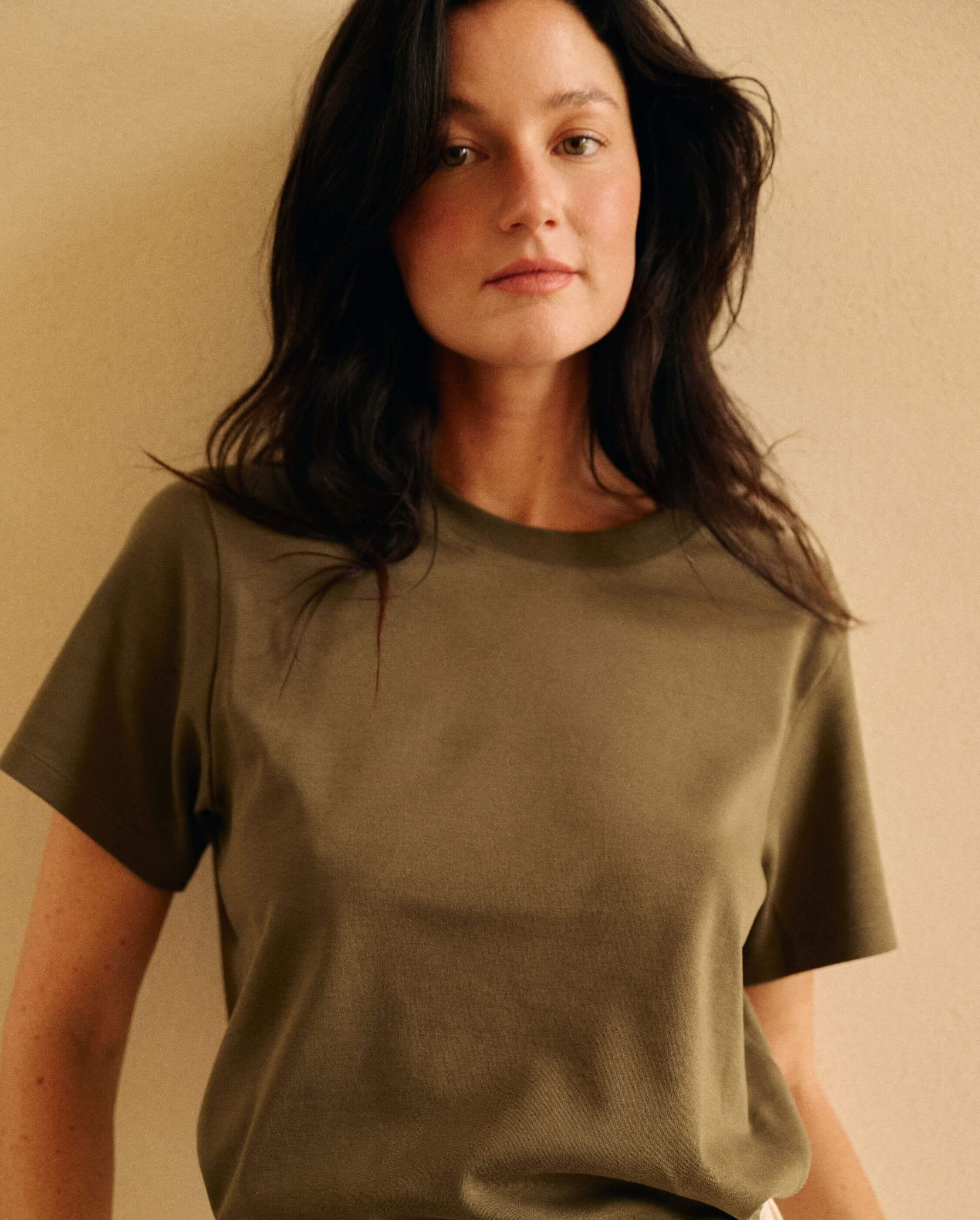 Women's organic cotton T-shirt, khaki ANGARDE Green