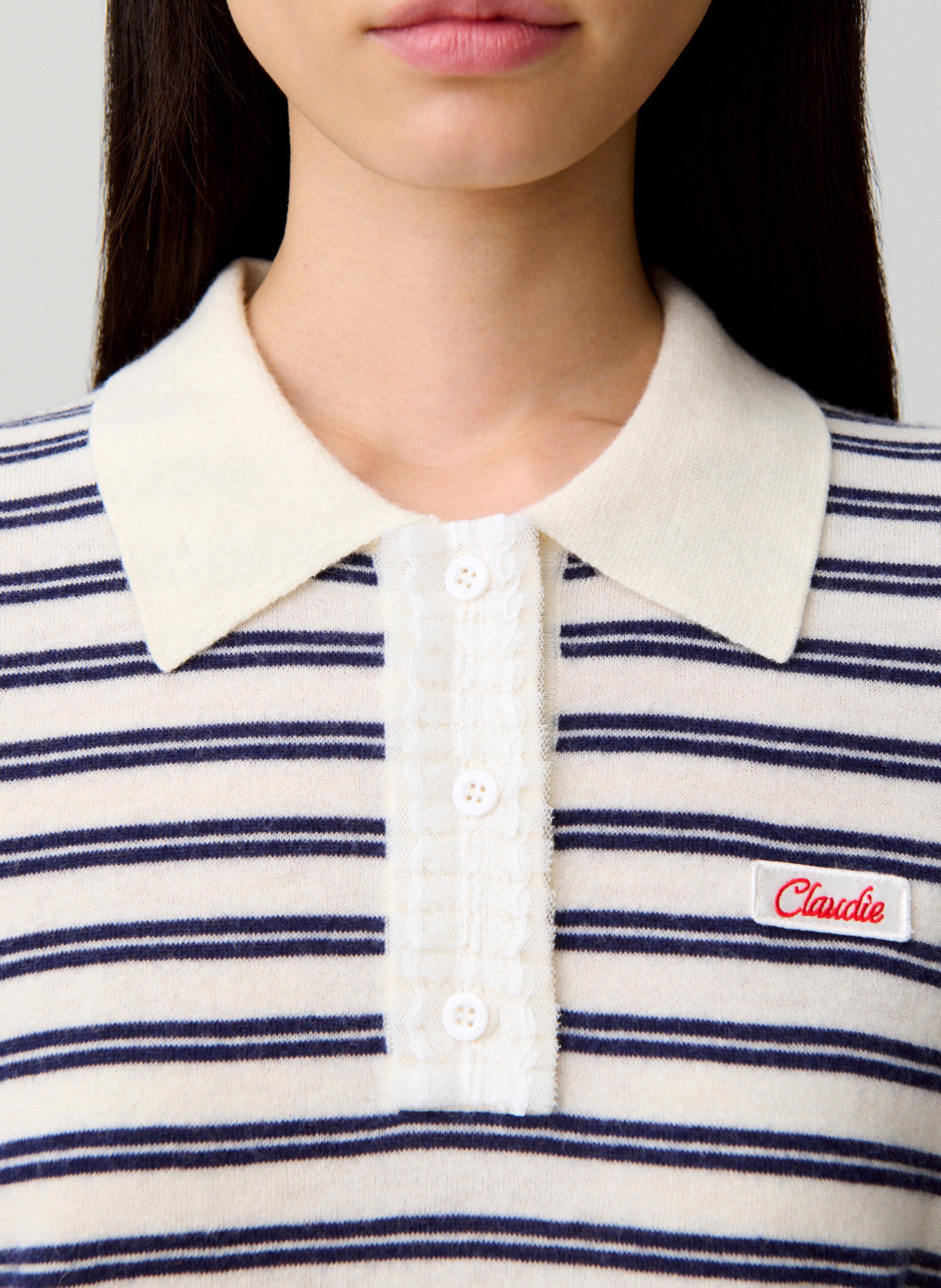 Wool sweater with polo collar CLAUDIE PIERLOT Multicolored