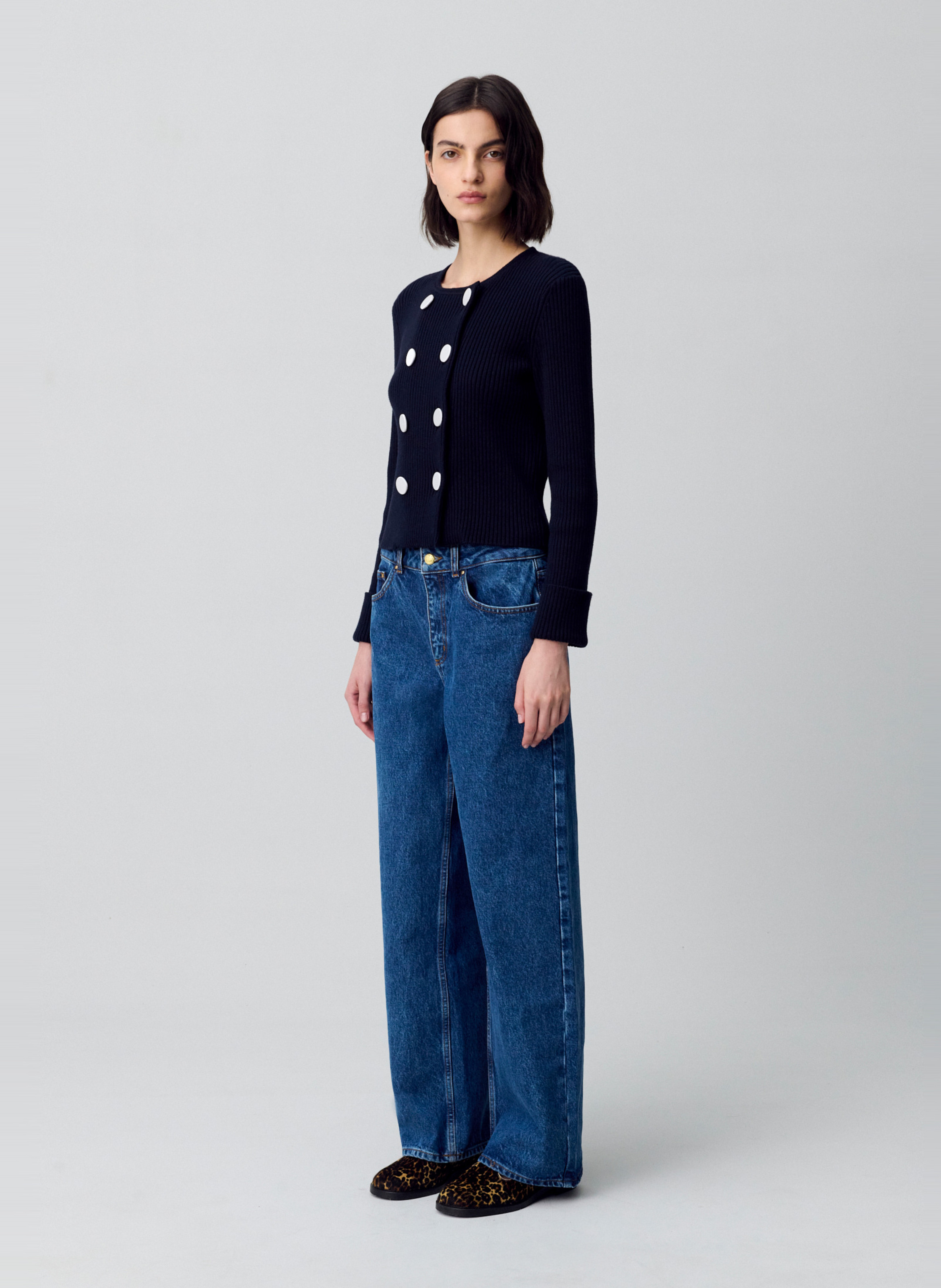 Cardigan droit col rond  CLAUDIE PIERLOT Bleu