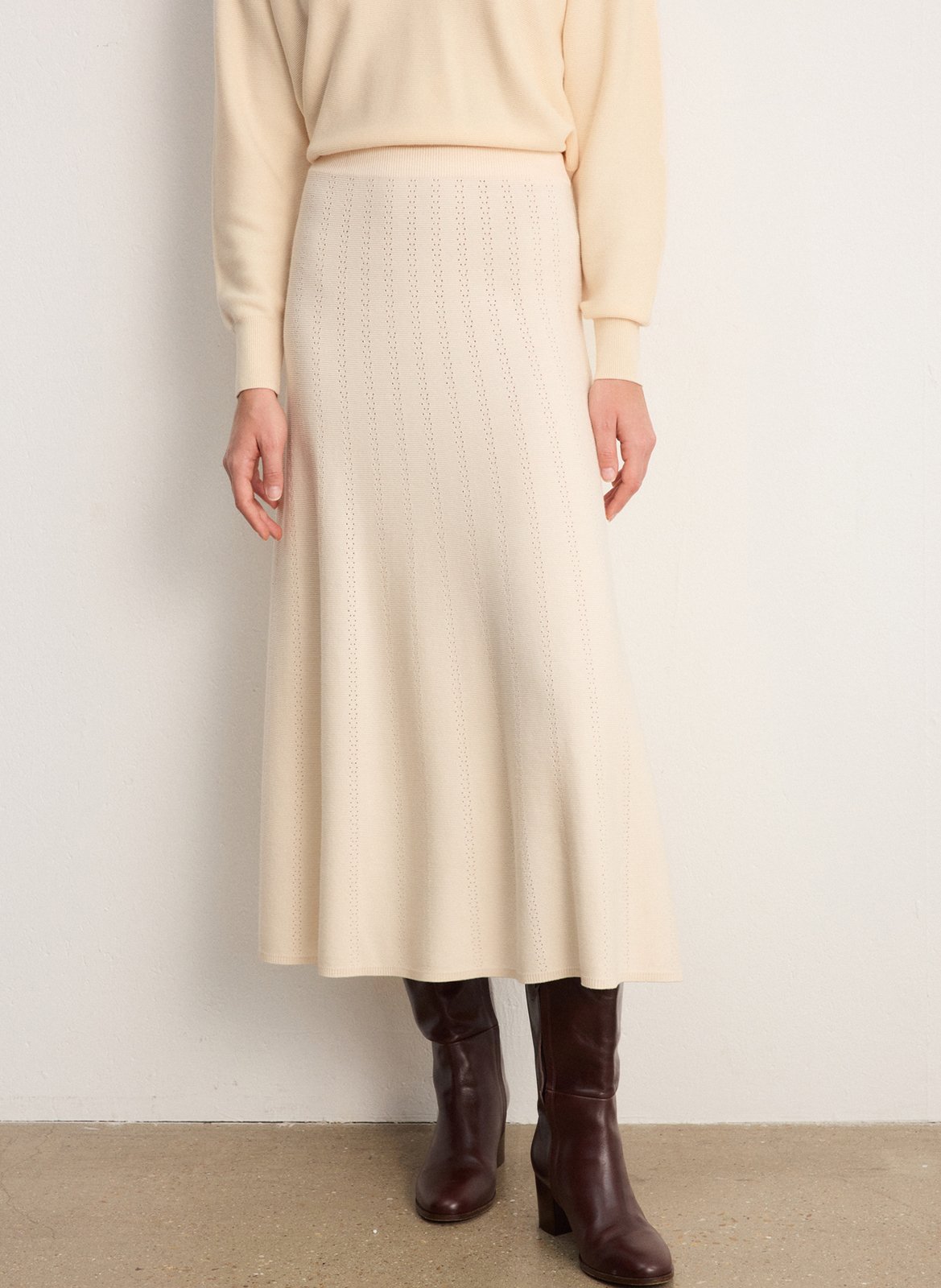 Ausgestellter Midirock aus Baumwoll-Mix PABLO Beige