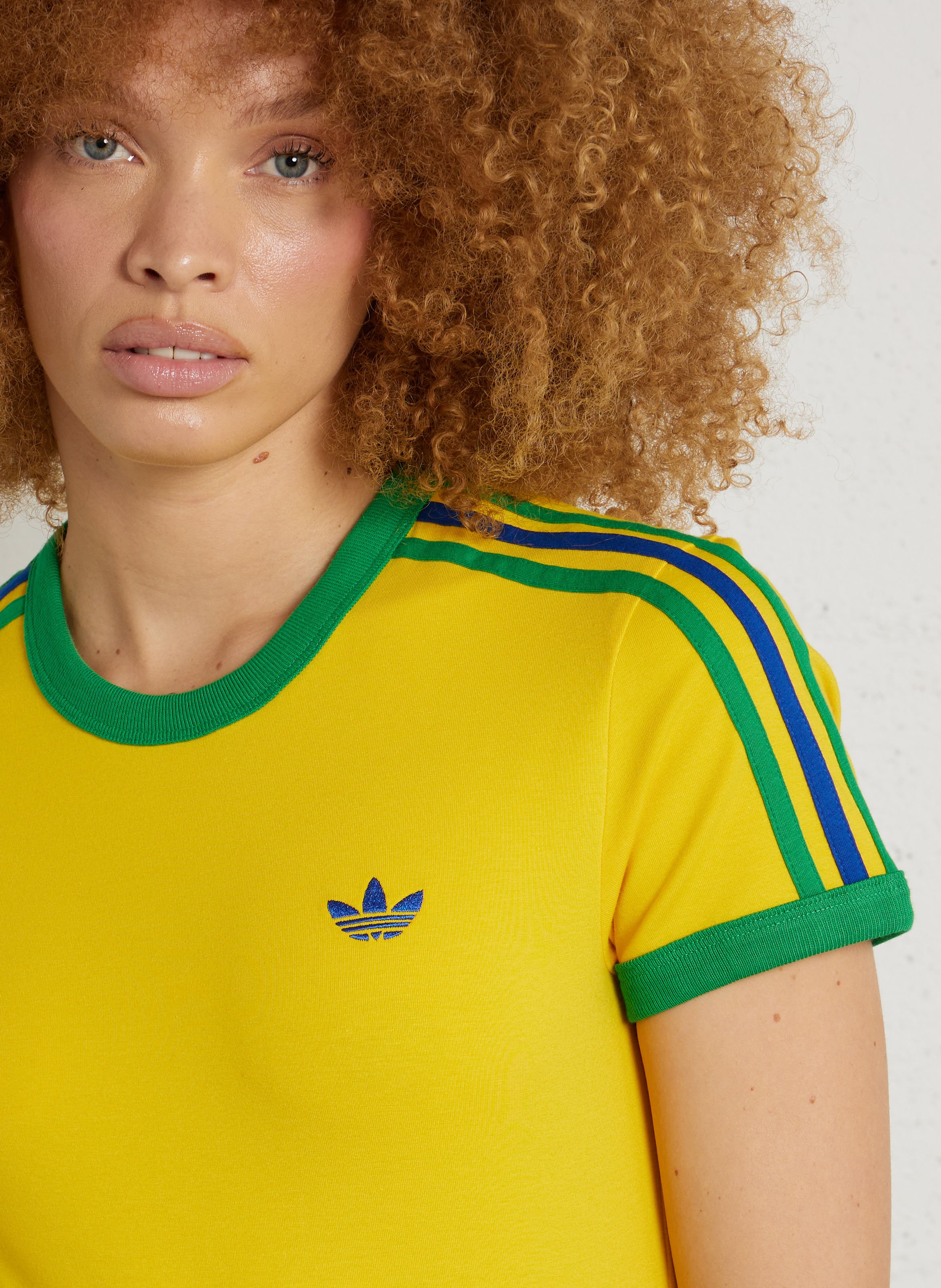 Tee-shirt slim-fit col rond en coton stretch ADIDAS Jaune