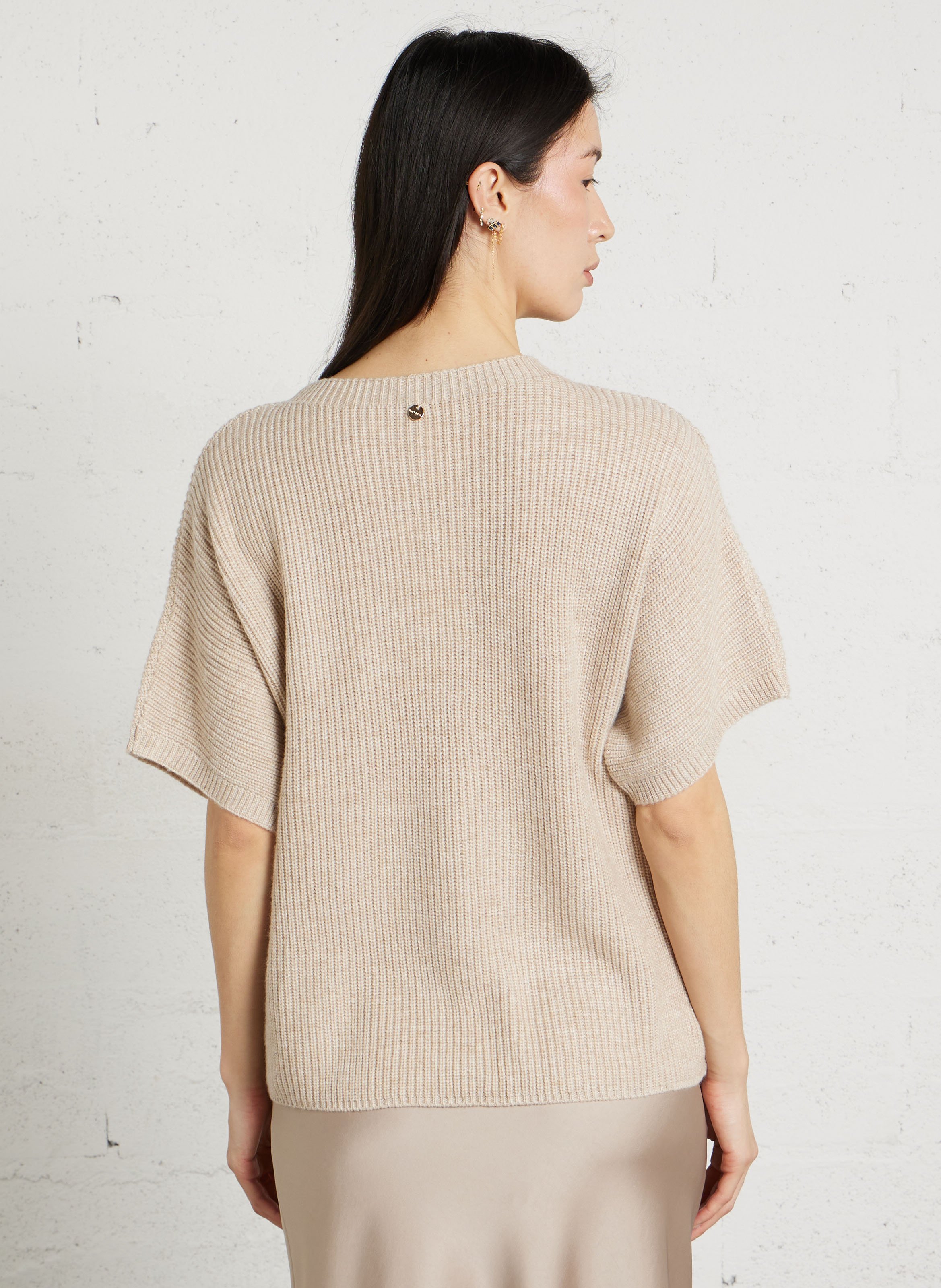 Loose-fit knit-blend sweater with round neck IMPERIAL Beige