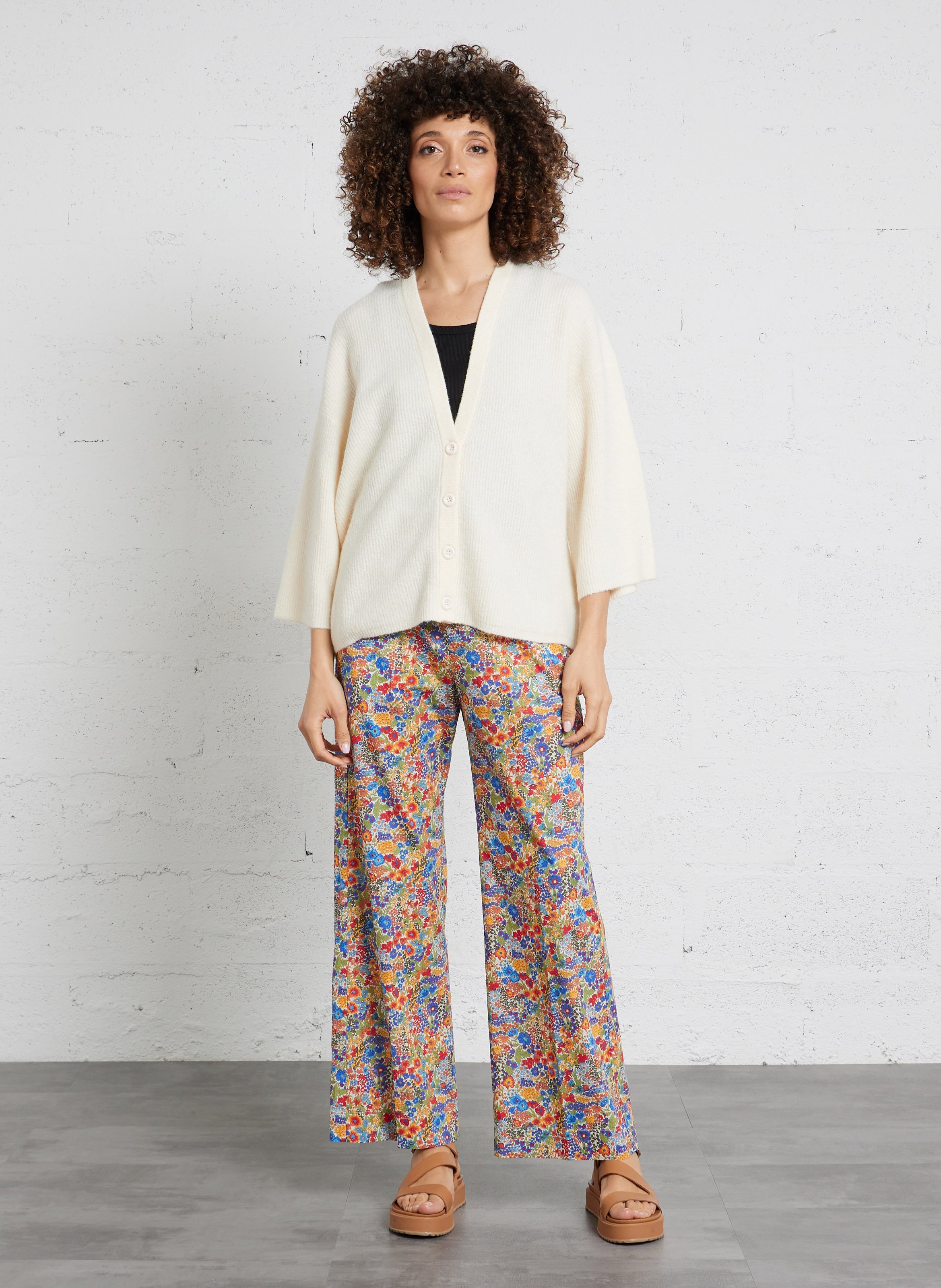 Oversized round neck knit vest AMERICAN VINTAGE Beige