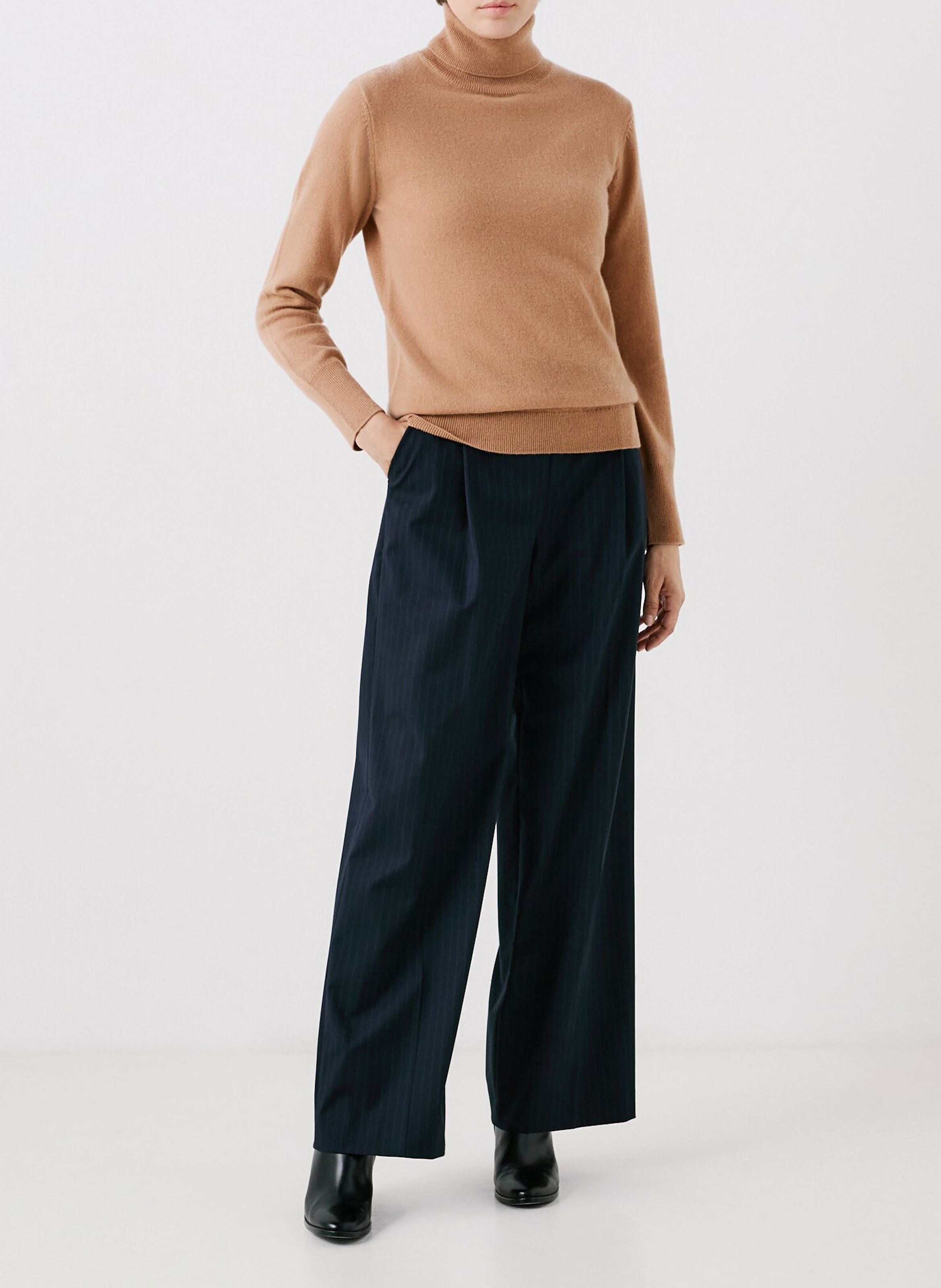 Cashmere straight-cut turtleneck sweater CAROLL Brown
