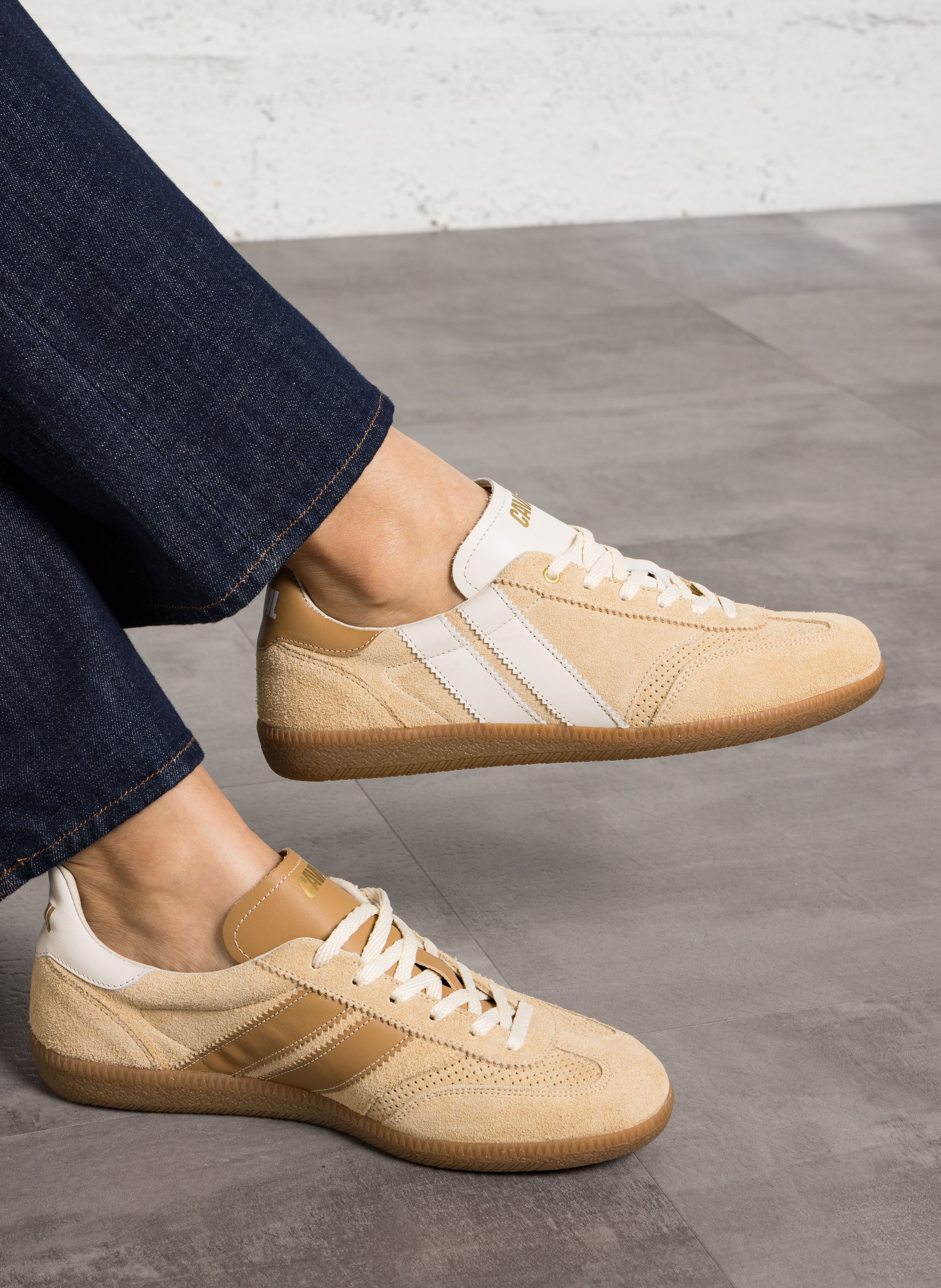 Suede leather low-top sneakers CAVAL Beige