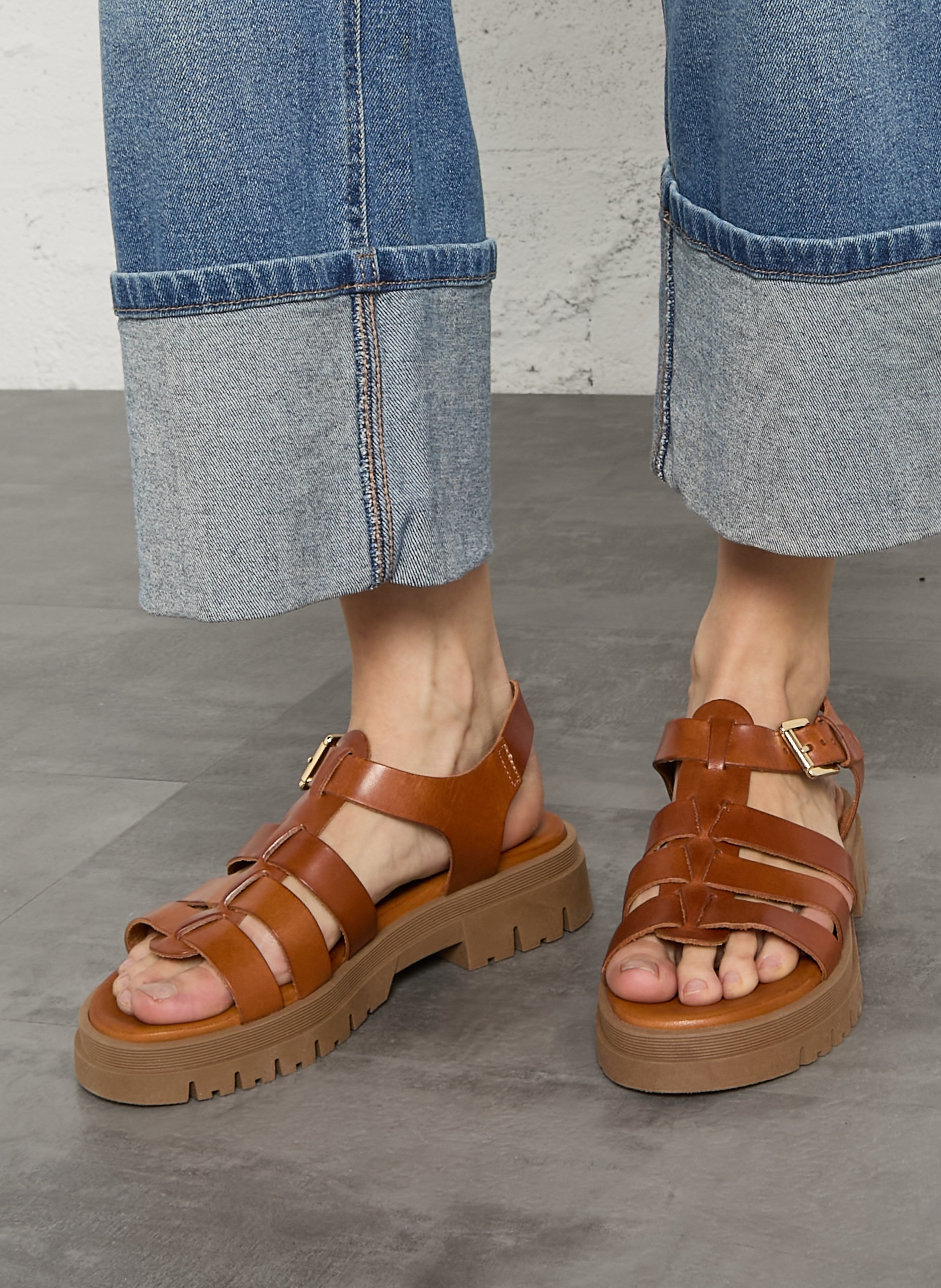 Leren sandalen MELLOW YELLOW Bruin