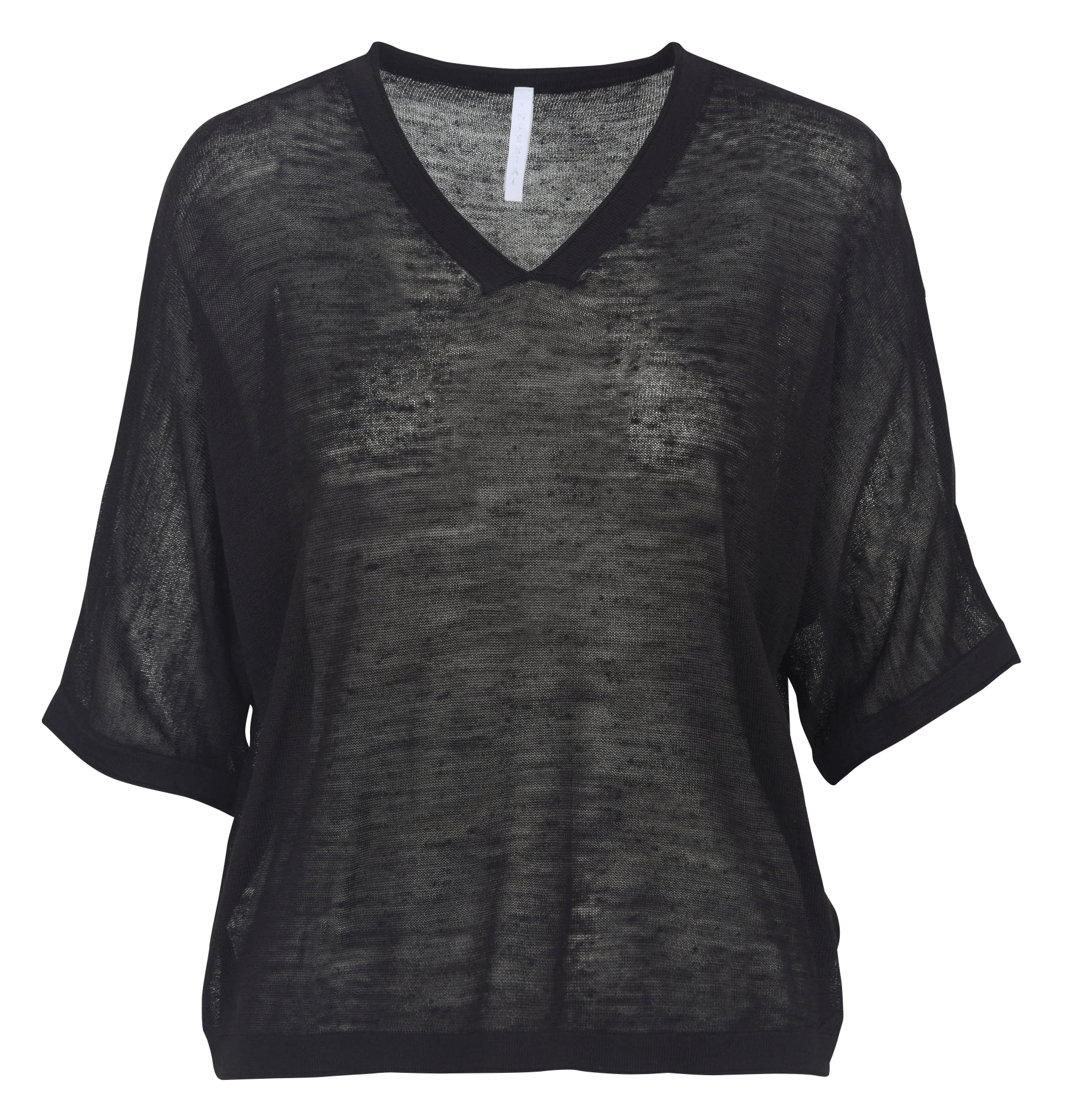 Ruimvallende, fijngebreide trui met V-hals IMPERIAL Zwart