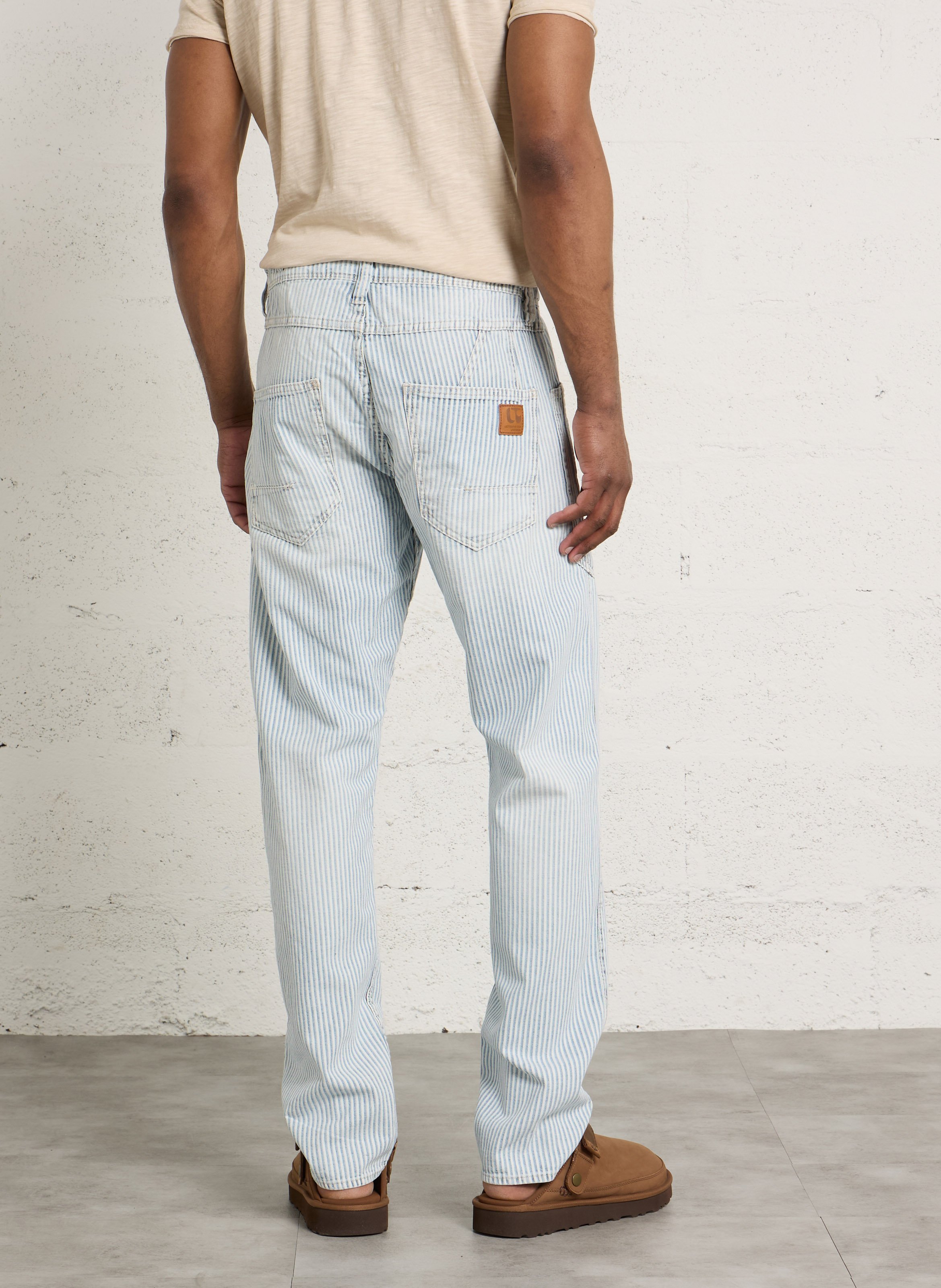 Gerade gestreifte Cordjeans LE TEMPS DES CERISES Blau
