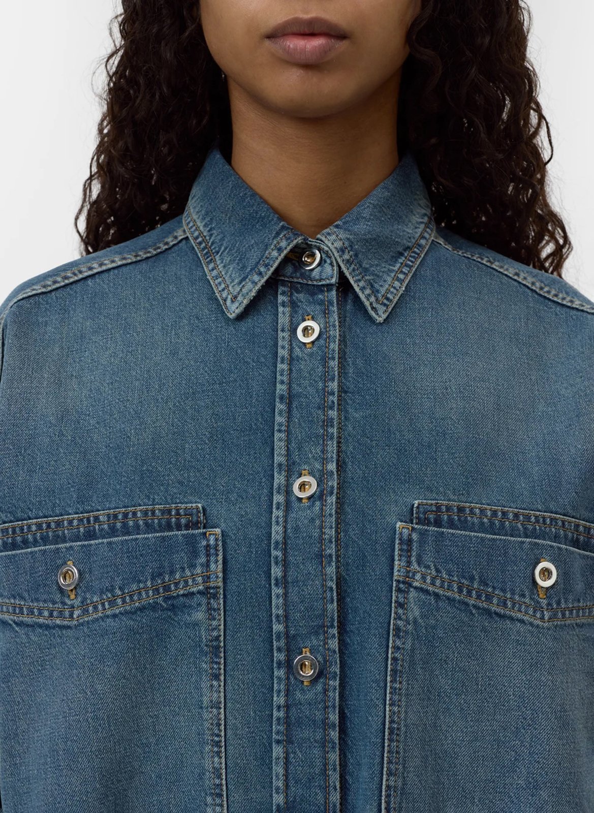 Robe courte col classique en coton CLOSED Bleu