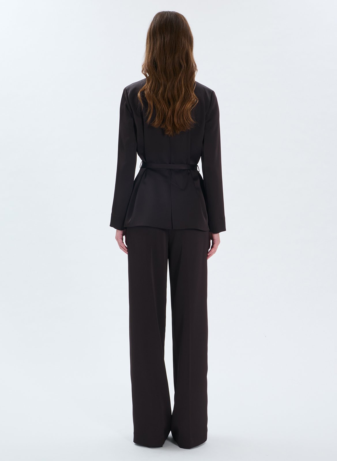 Veste tailleur cintrée en satin ZAPA Marron