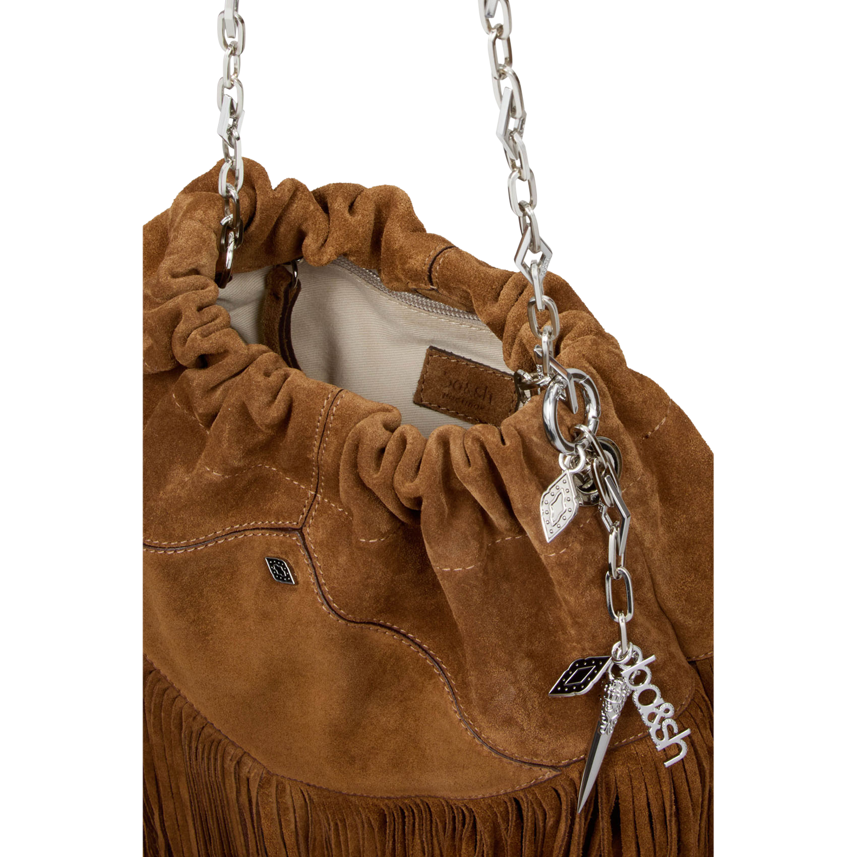 Buideltas van getextureerd leer met veters BA&SH Bruin