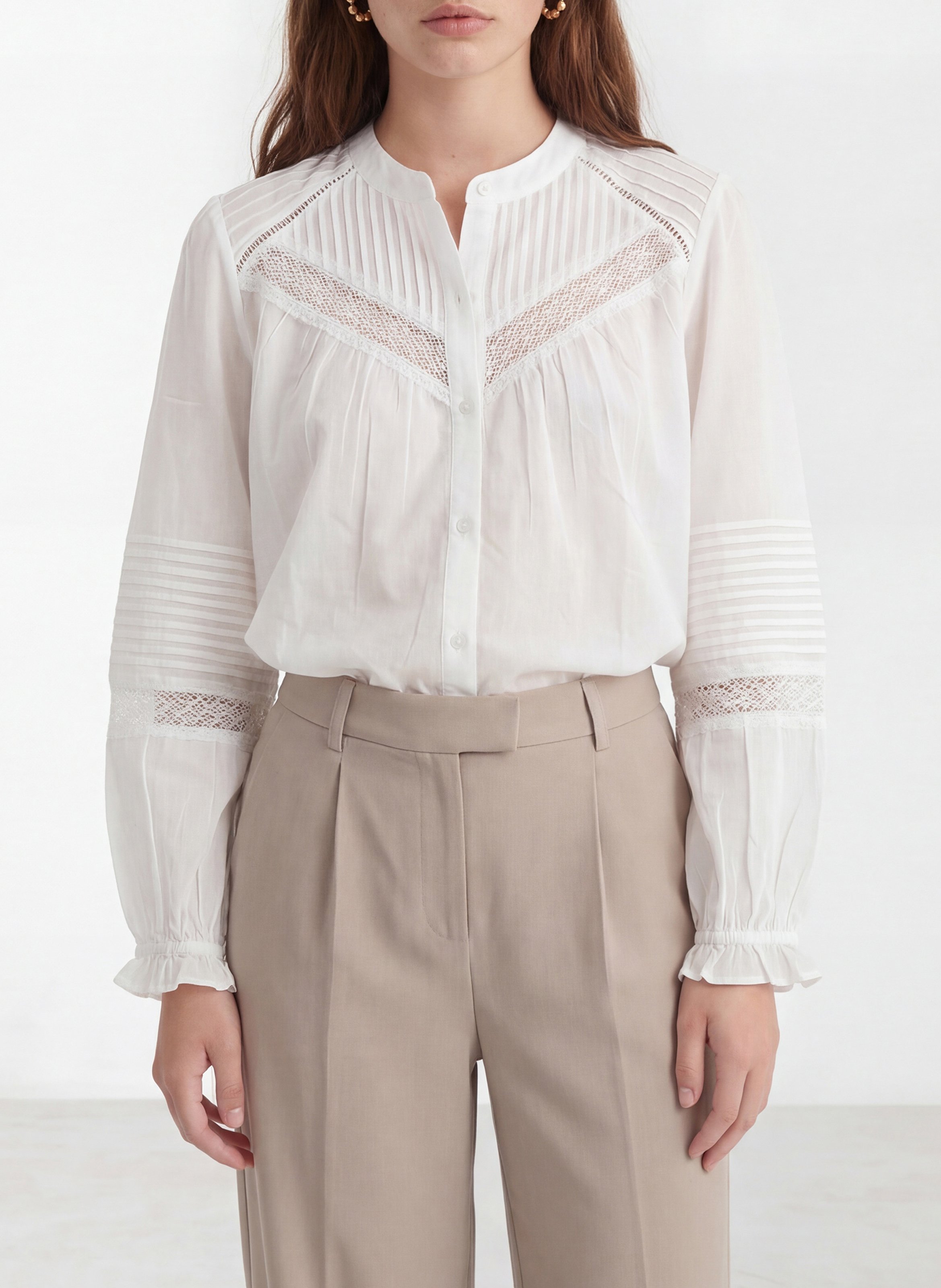 Oversize Rundhalsausschnitt Baumwollhemd KOOKAI Weiss