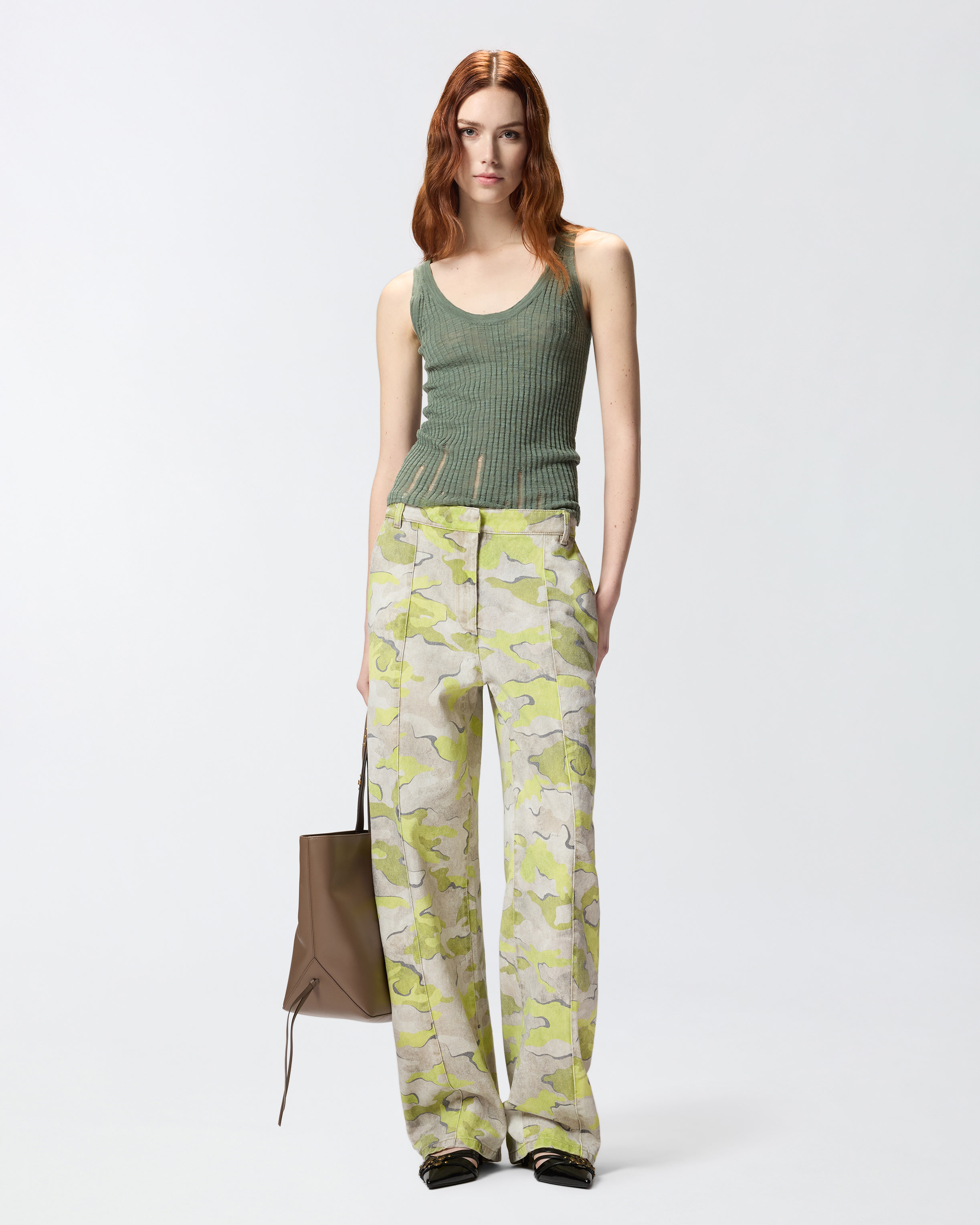 Ribbed logo tank top PINKO Grey