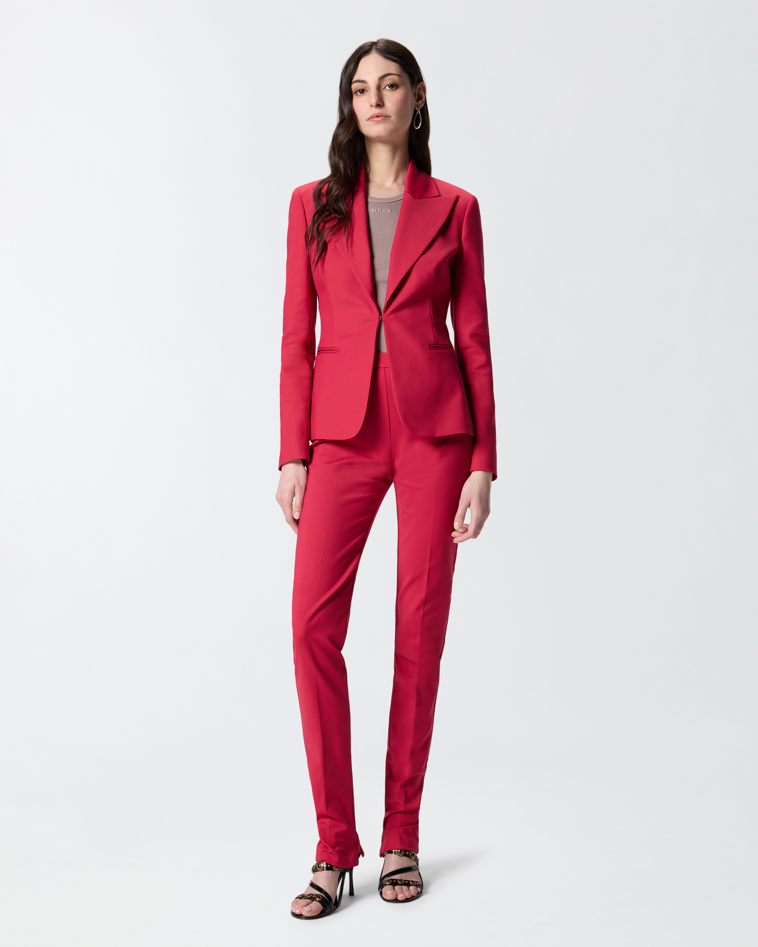 Pantalon en satin de coton avec pli PINKO Rouge