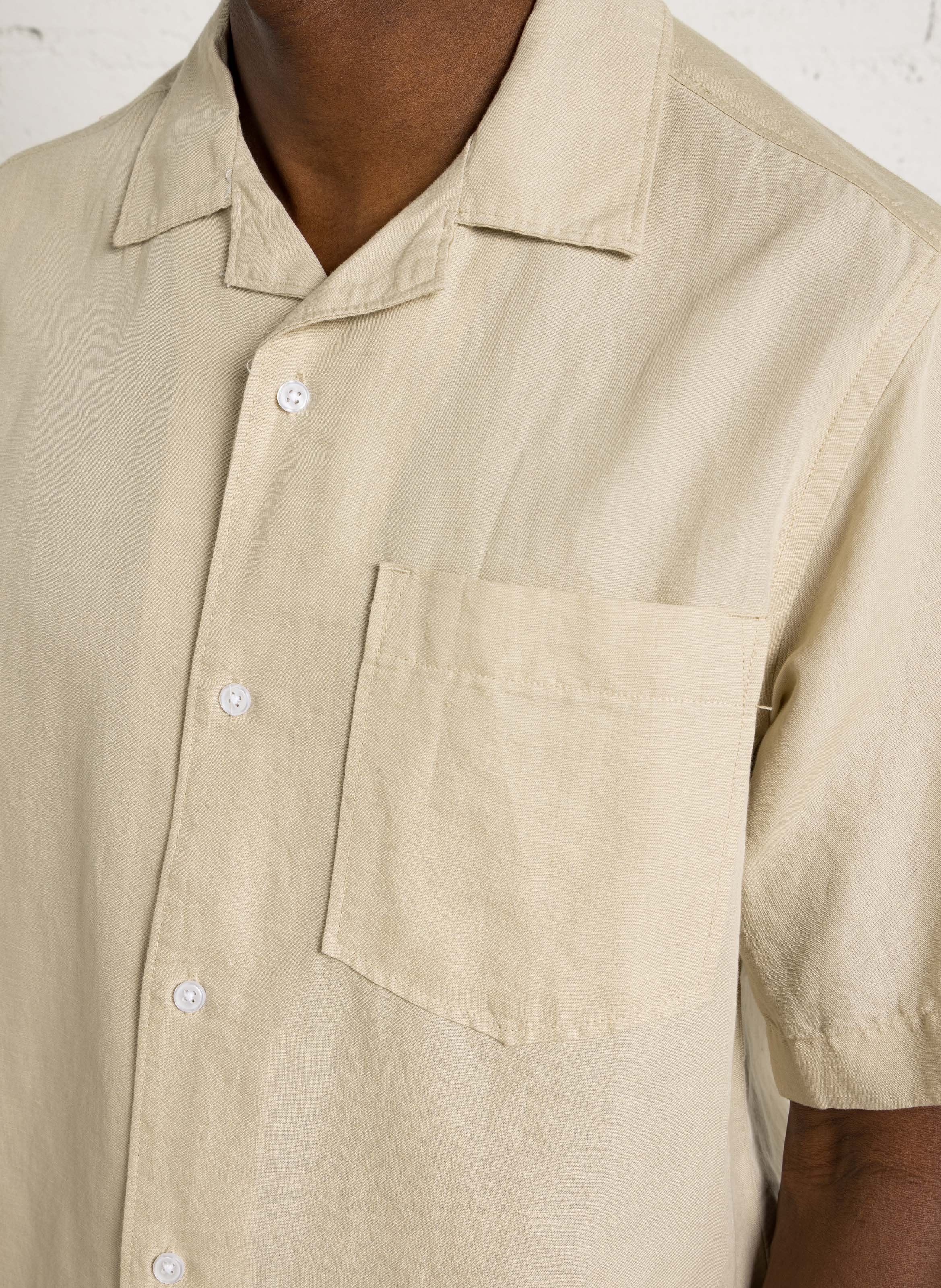 Chemise droite unie en lin mélangé MINIMUM Beige
