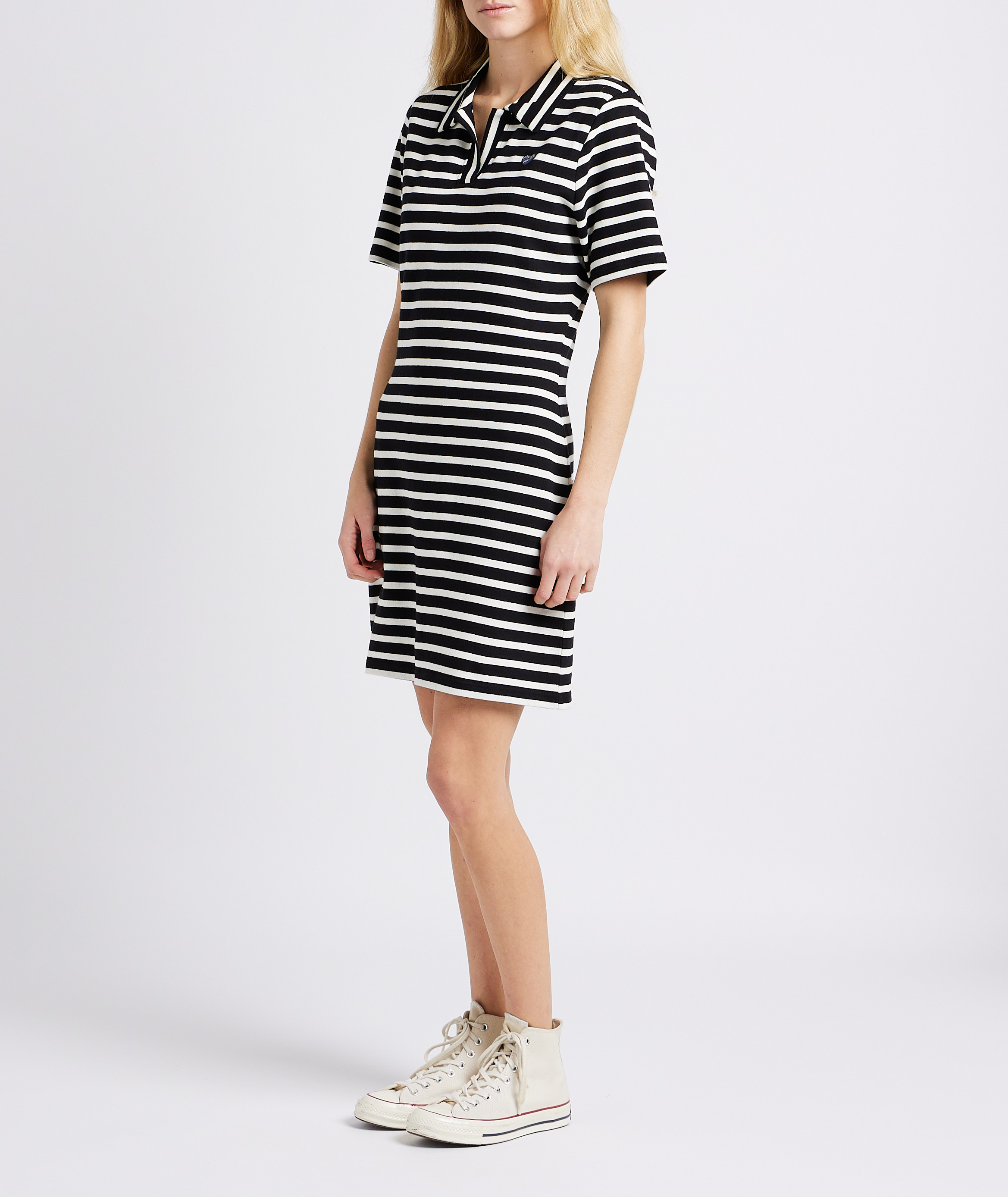 Robe courte droite en bio à rayures MAISON LABICHE Noir