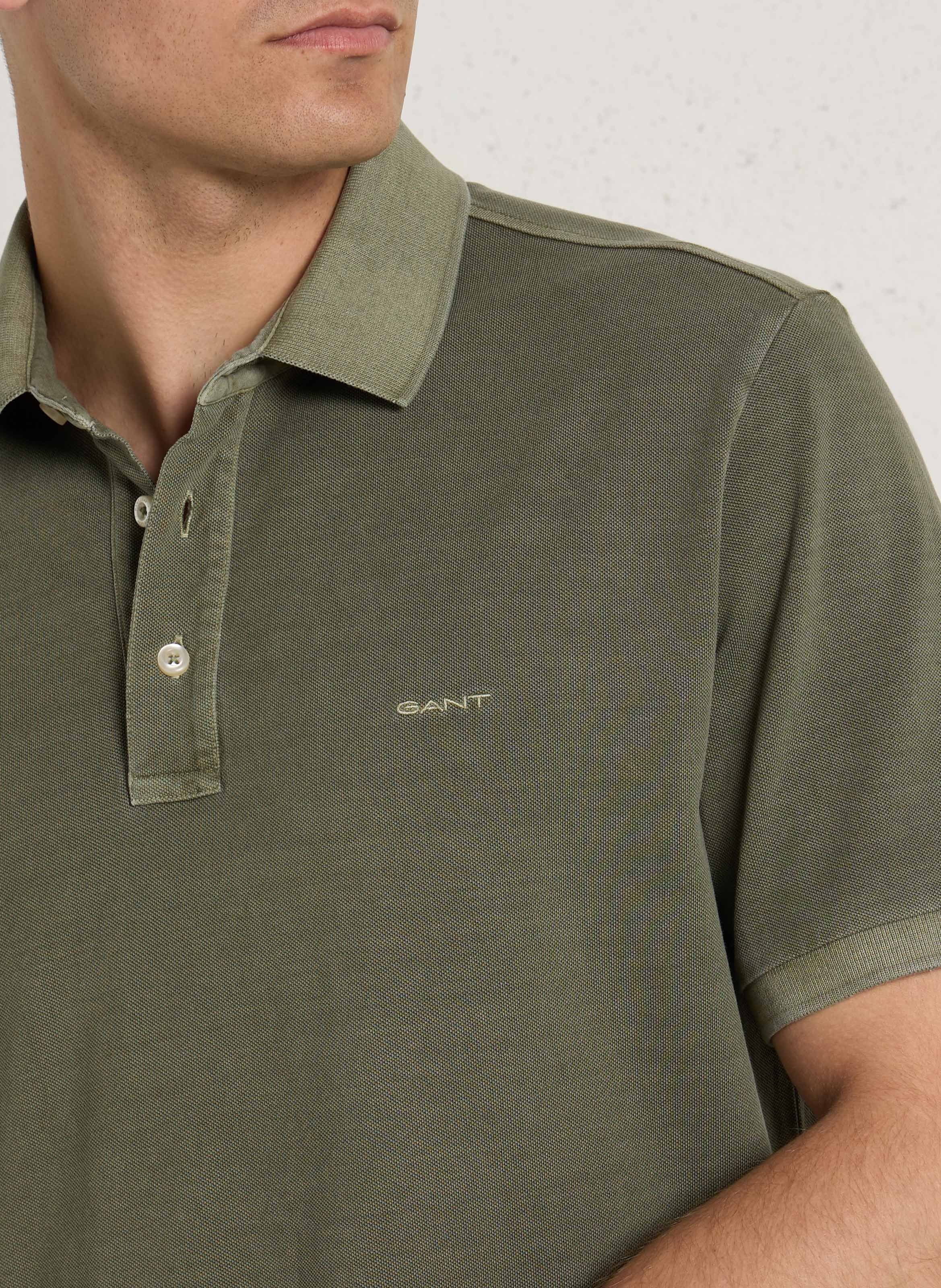 Straight cotton polo shirt GANT Green
