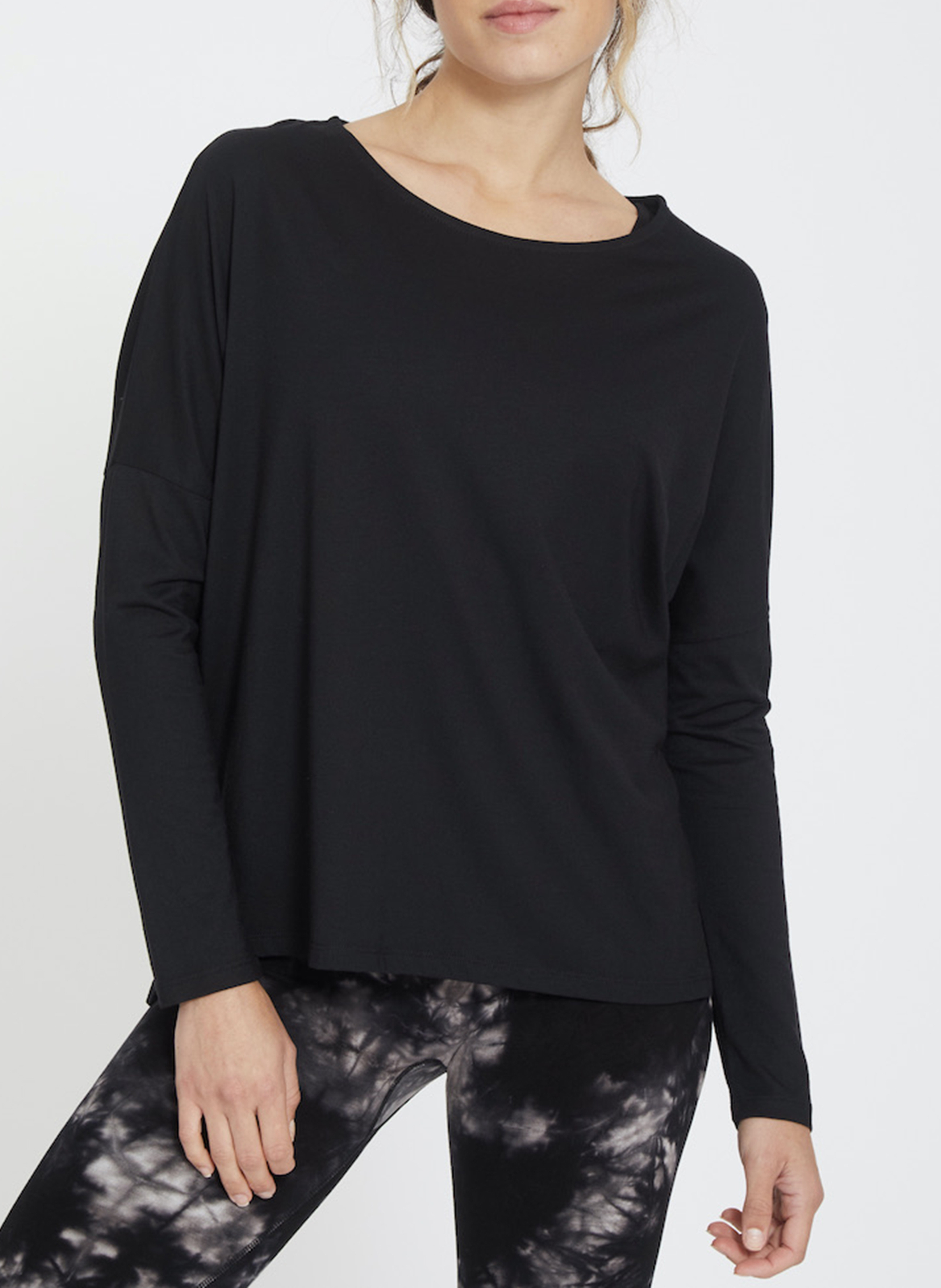 Gerade geschnittenes T-Shirt aus Baumwoll-Mix YOGA SEARCHER Schwarz