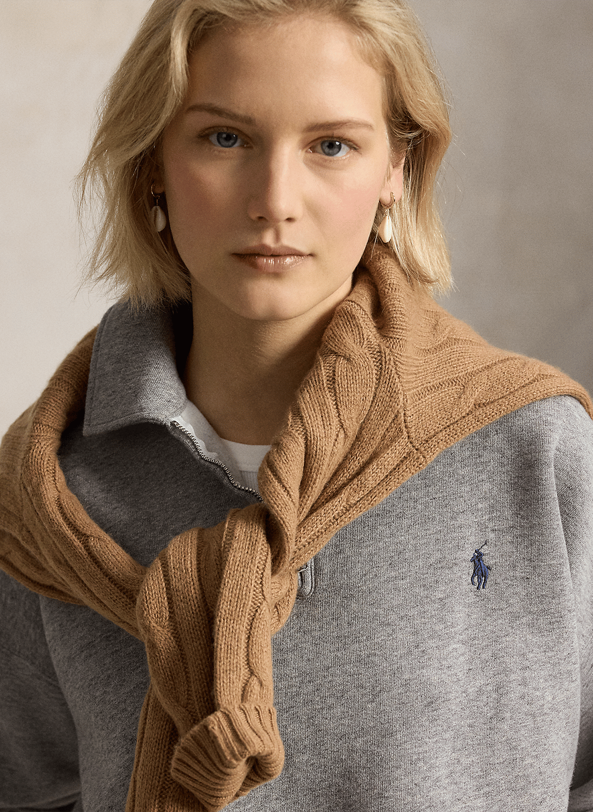 Oversize-Sweatshirt mit Stehkragen aus Baumwollmischung | Grau POLO RALPH LAUREN Damen