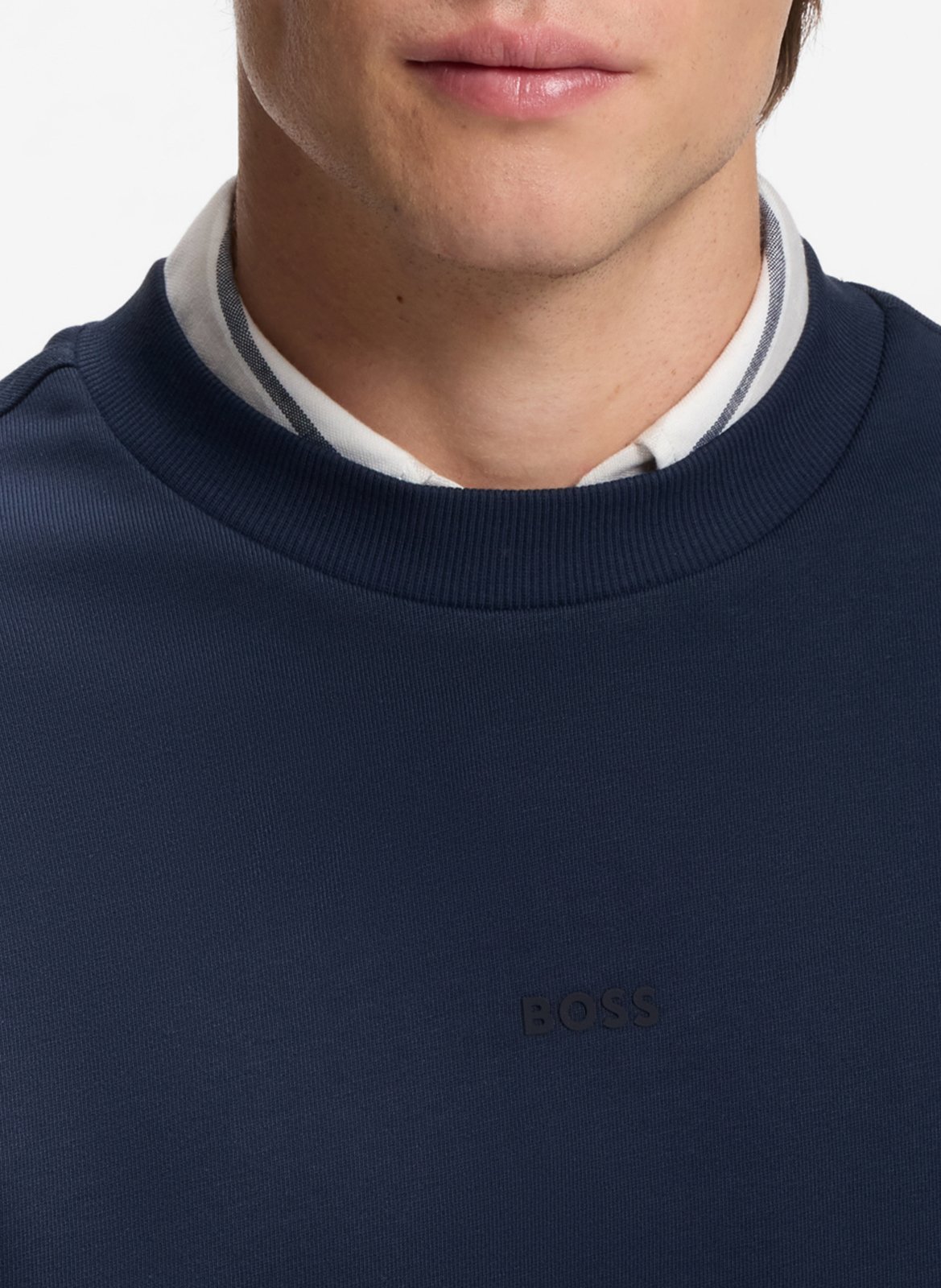 Embroidered round-neck sweatshirt BOSS Blue