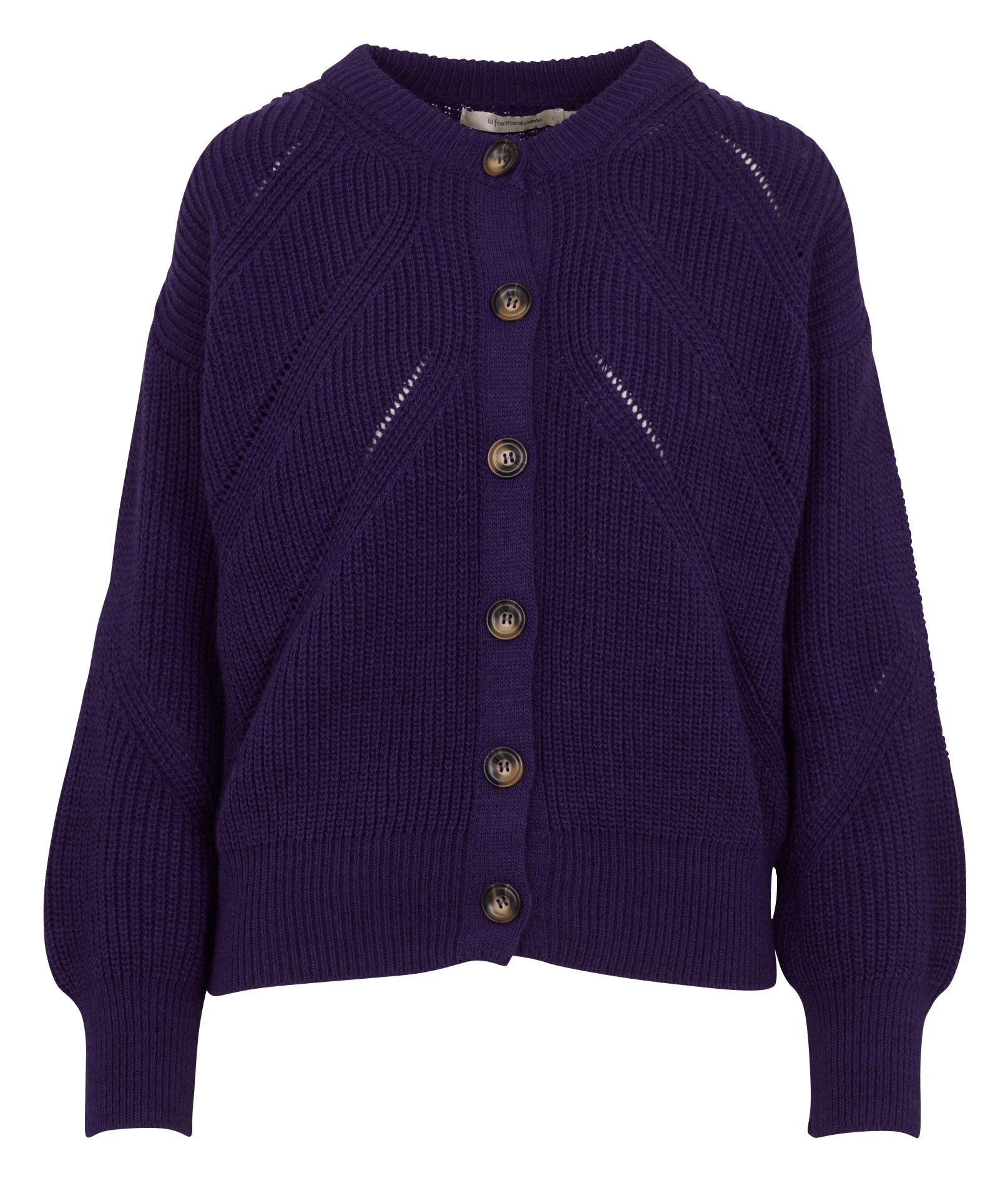 Round-neck cardigan in mixed wool LA FEE MARABOUTEE Purple