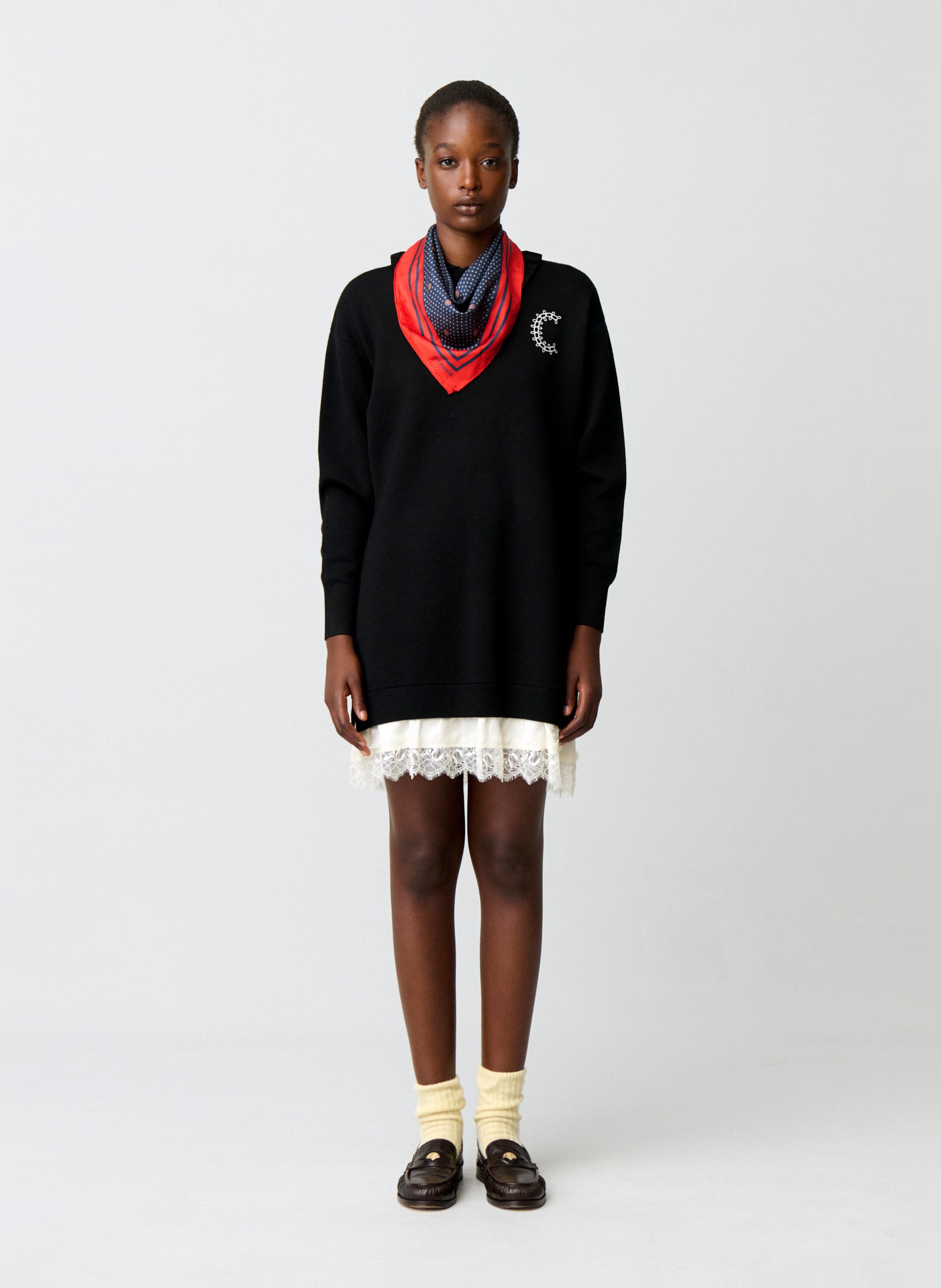 Kurzes Kleid mit Polokragen aus Wollmischung CLAUDIE PIERLOT Mehrfarbig