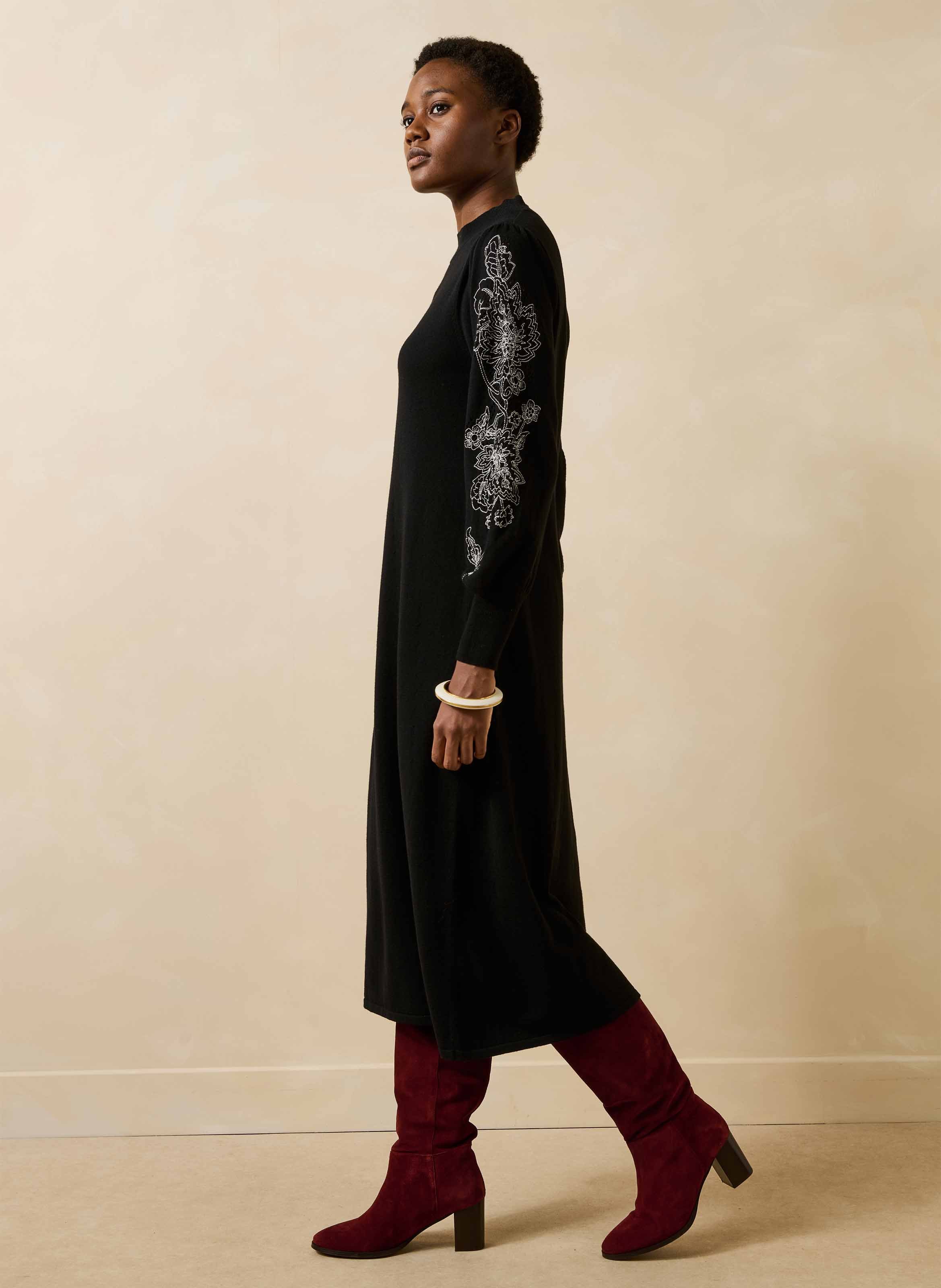 Langes, weites Pulloverkleid LA FEE MARABOUTEE Schwarz