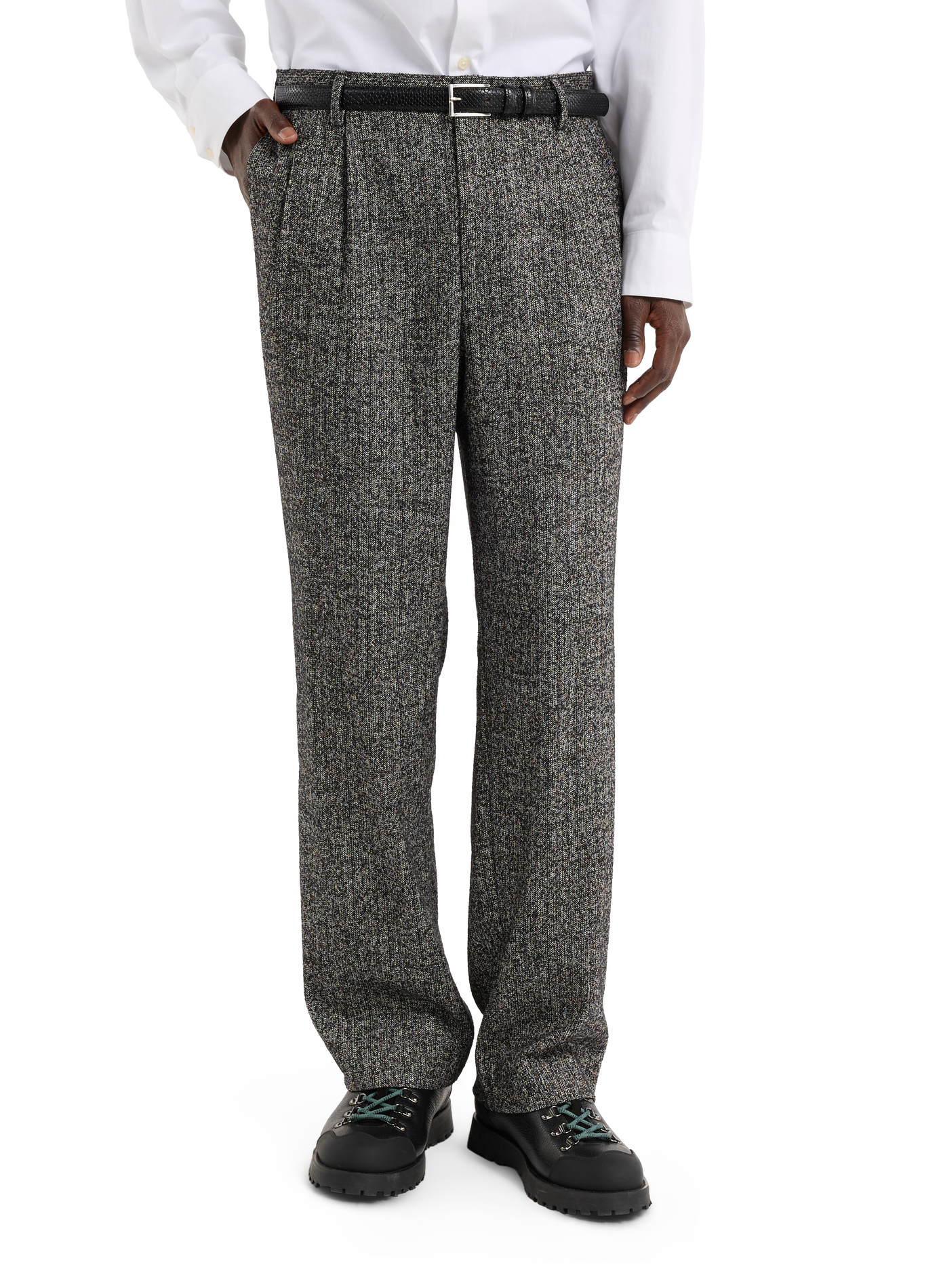 Tweed wool and silk blend suit trousers SAISON 1865 Black