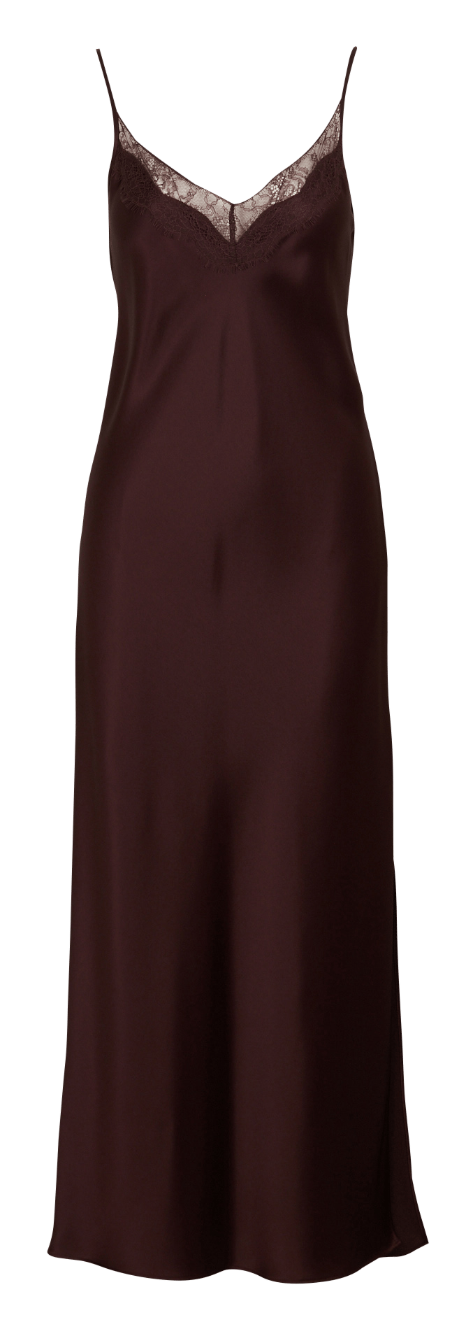 Langes Kleid mit V-Ausschnitt aus Satin-Effekt. MAISON 123 Violett