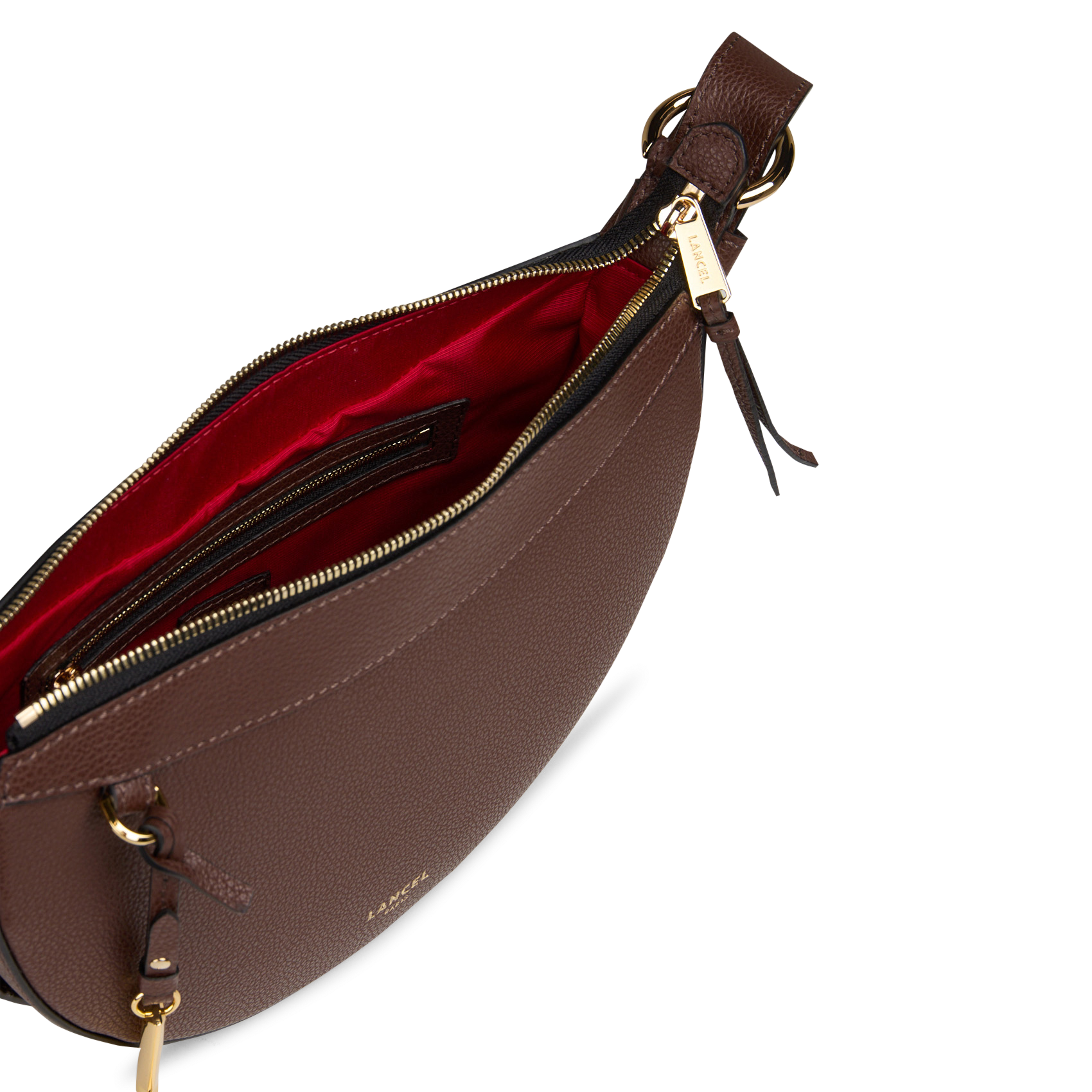 Sac demie lune en cuir  LANCEL Marron