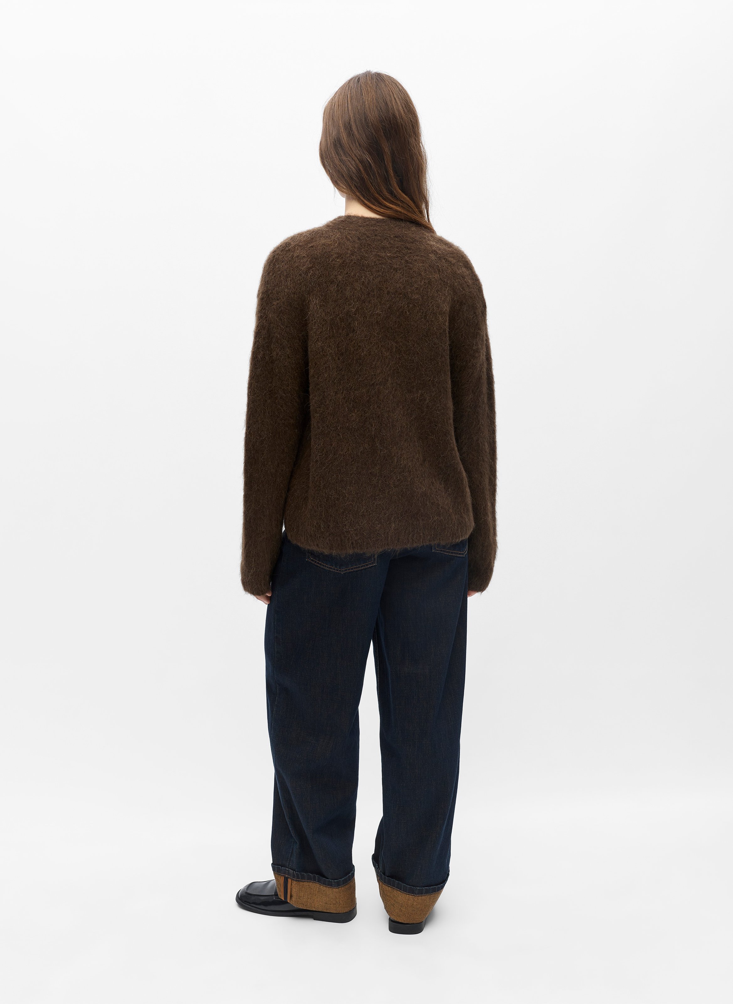 Gilet boutonné en alpaga et laine mélangés OBJECT Marron