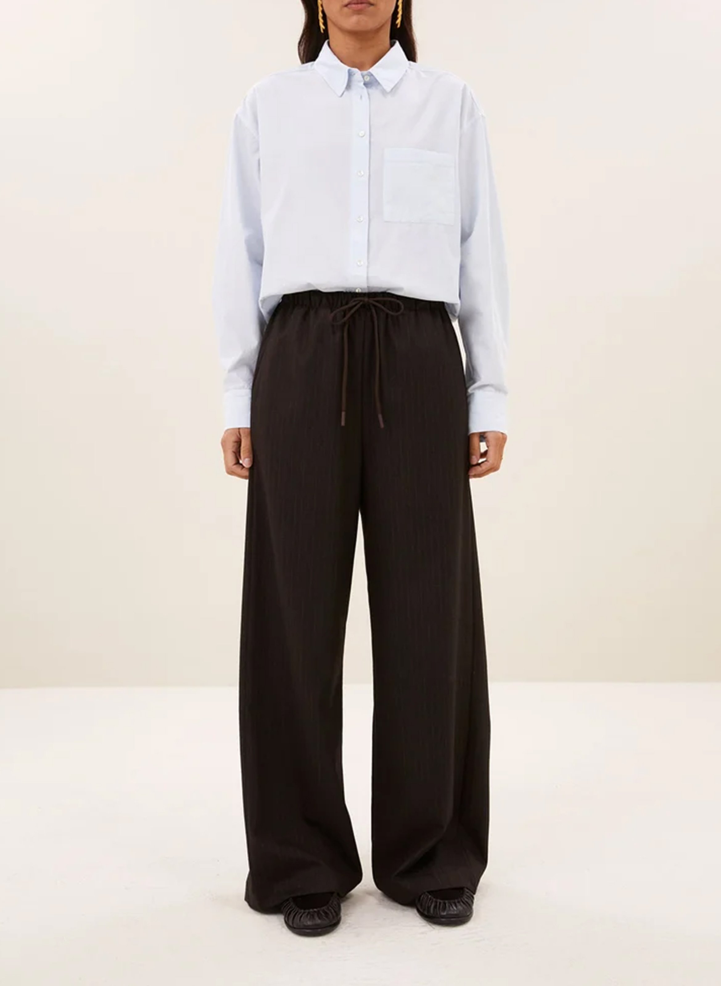 Striped wide-leg pants BY BAR Brown