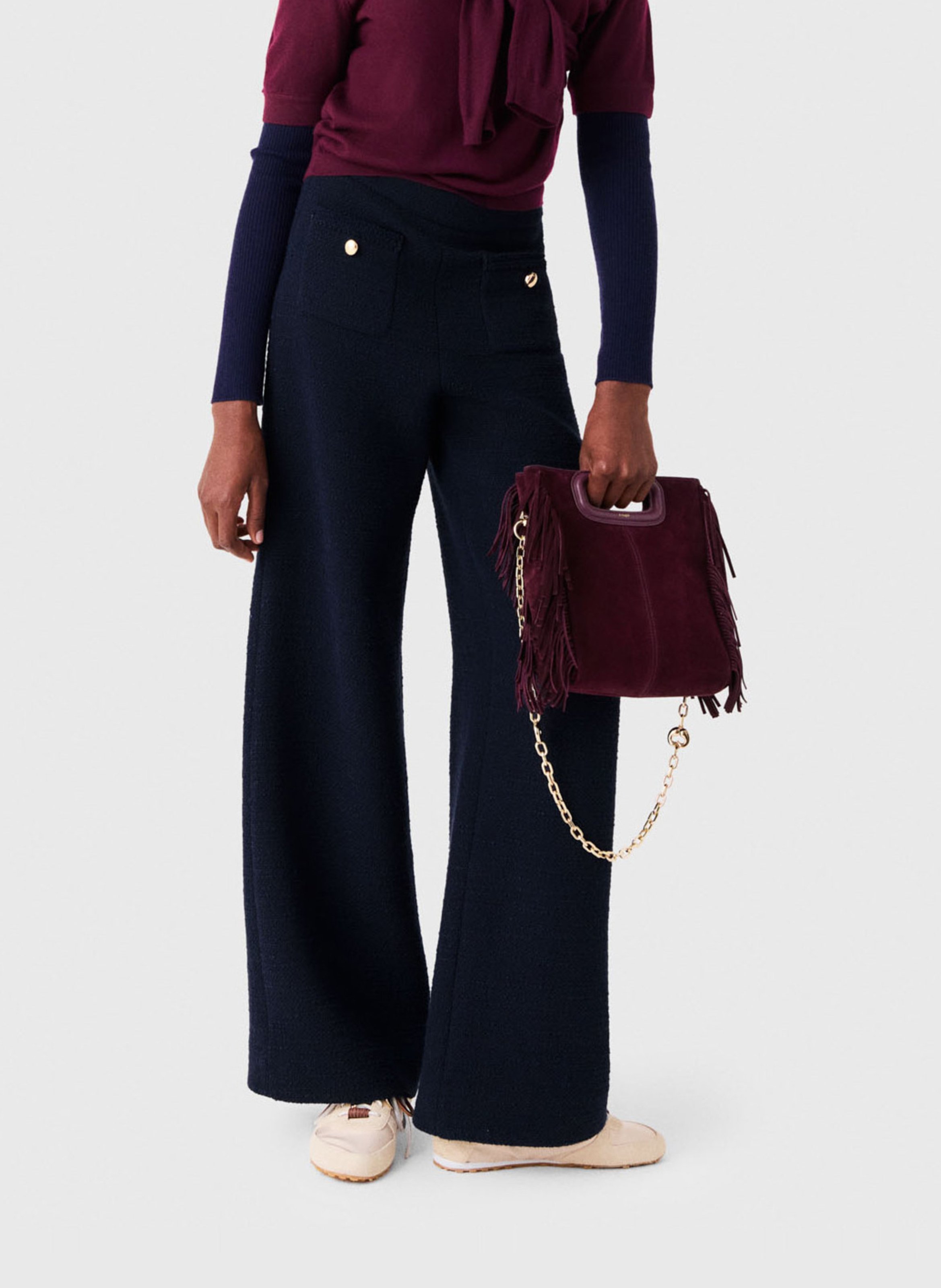 Pantalon droit jambes larges uni MAJE Bleu