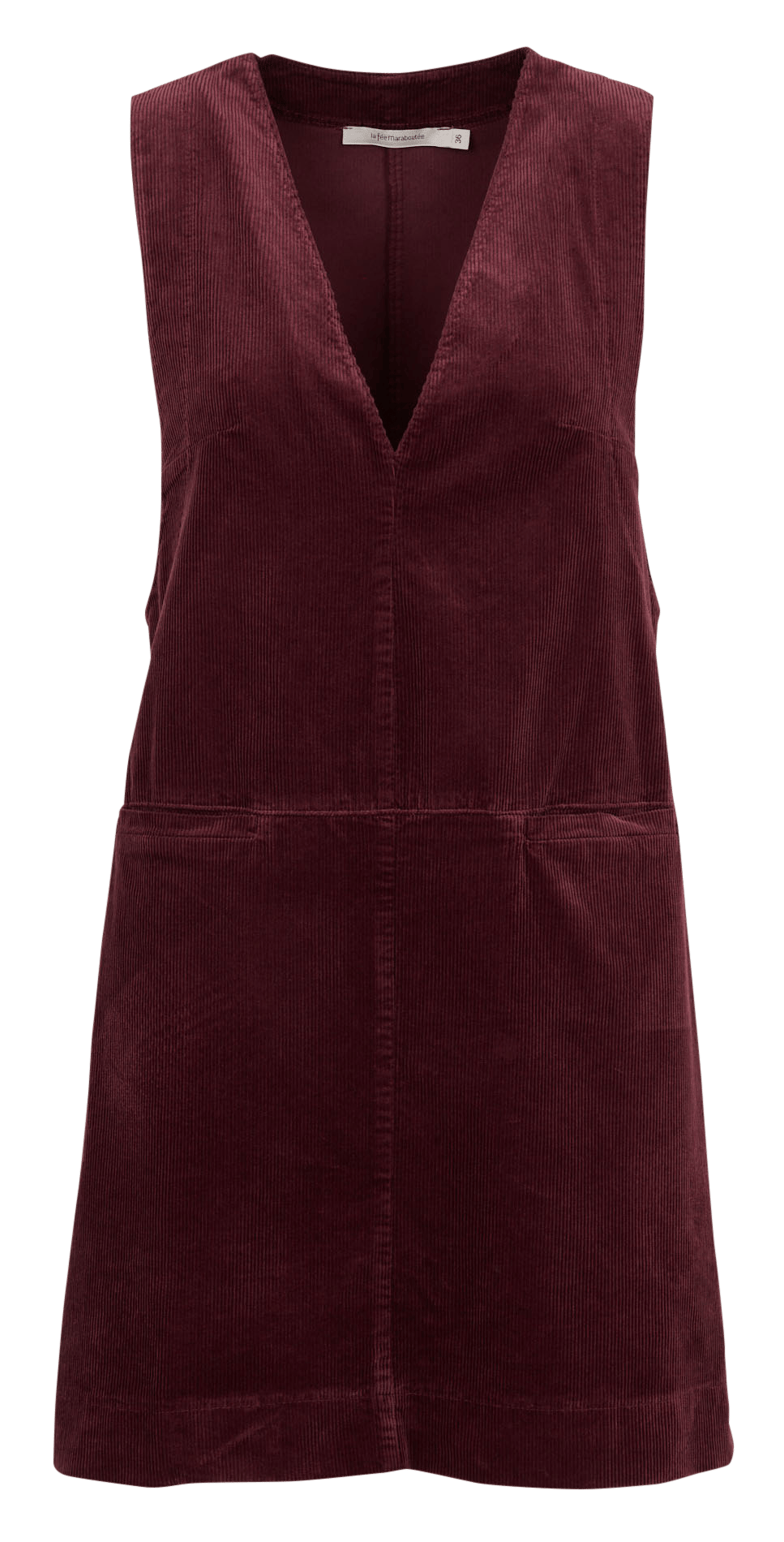 Robe courte col V côtelé en coton mélangé LA FEE MARABOUTEE Rouge