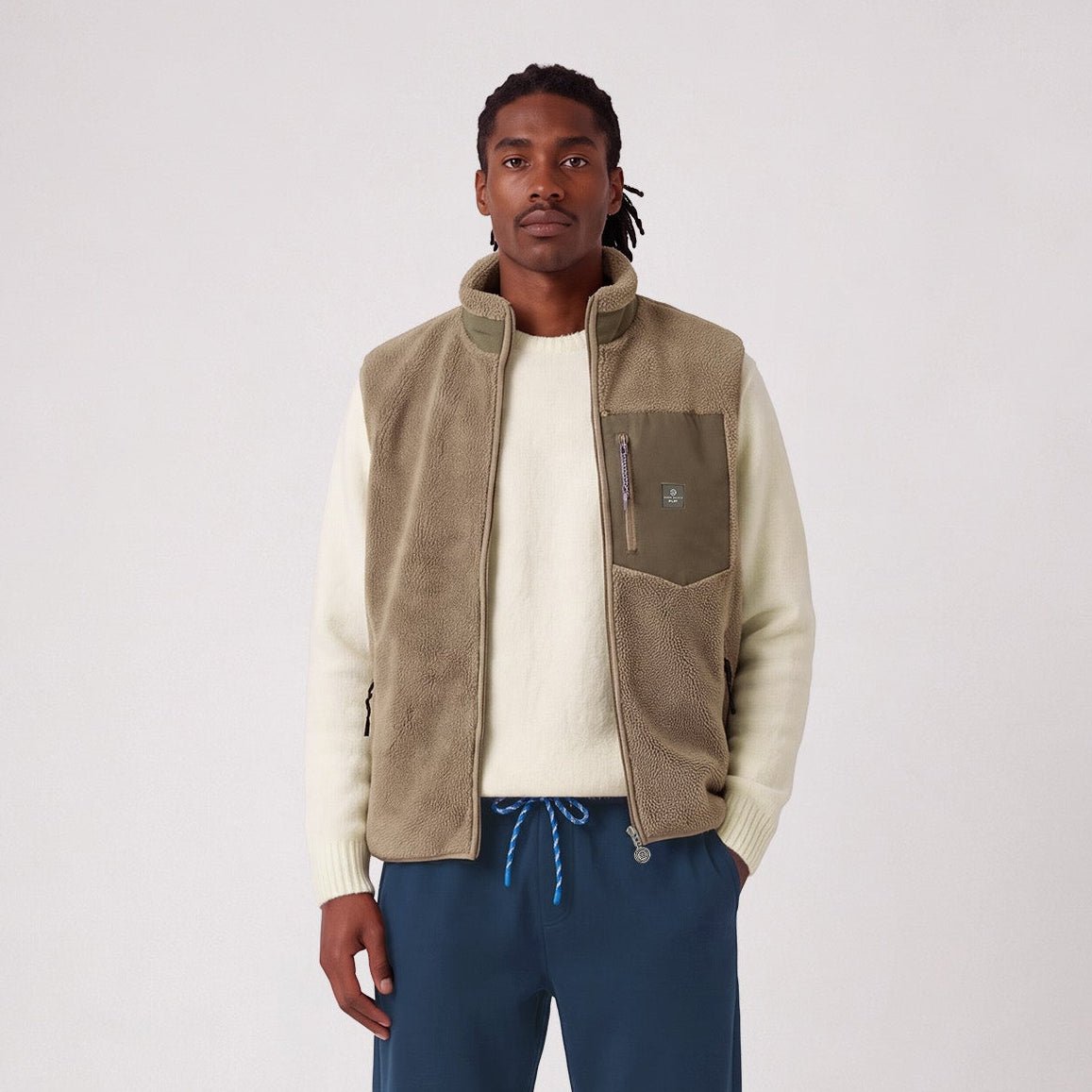 Sleeveless sherpa fleece gilet SERGE BLANCO Brown