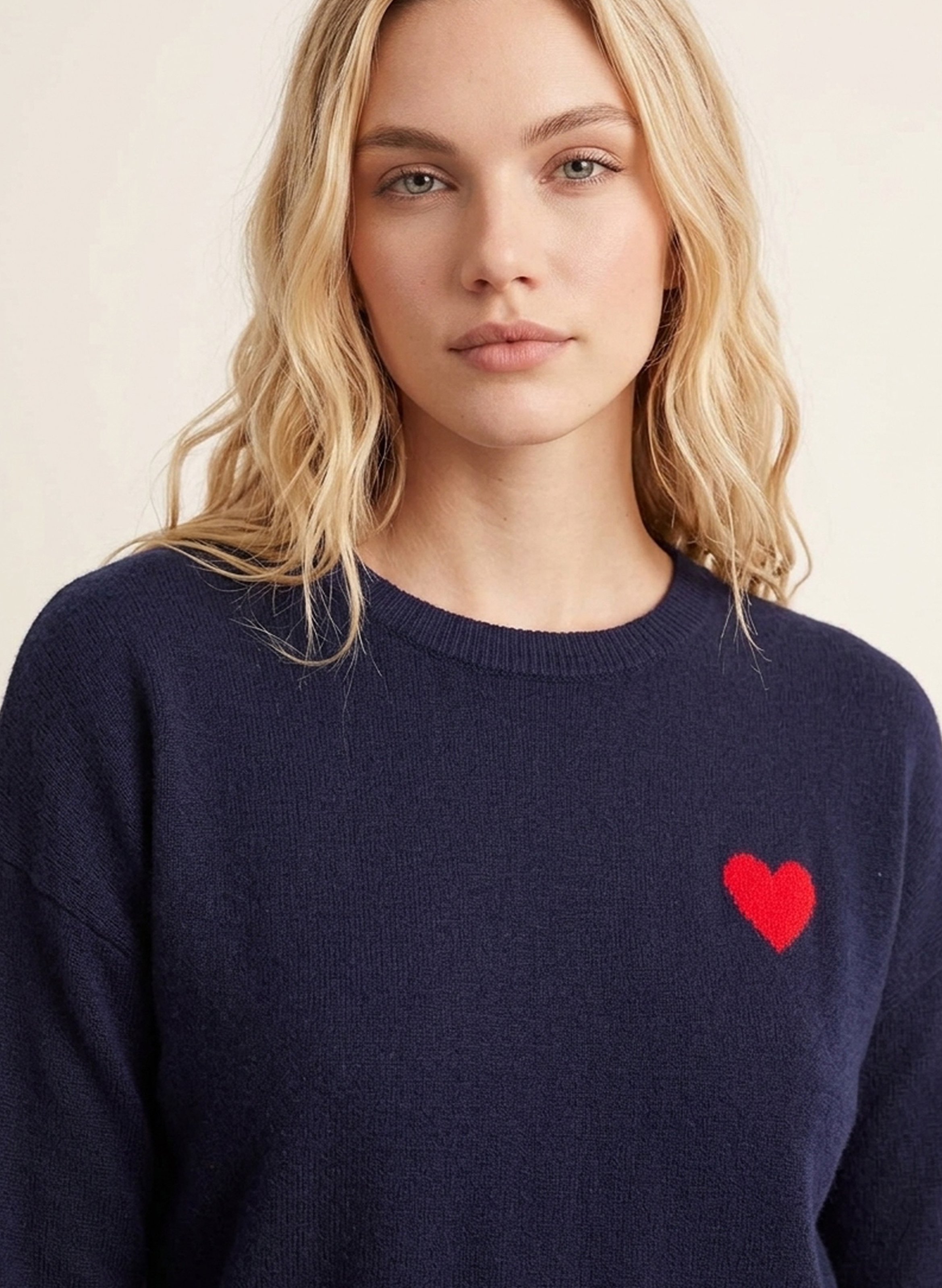 Ribbed crew-neck wool-blend sweater | Blue KOOKAI Women