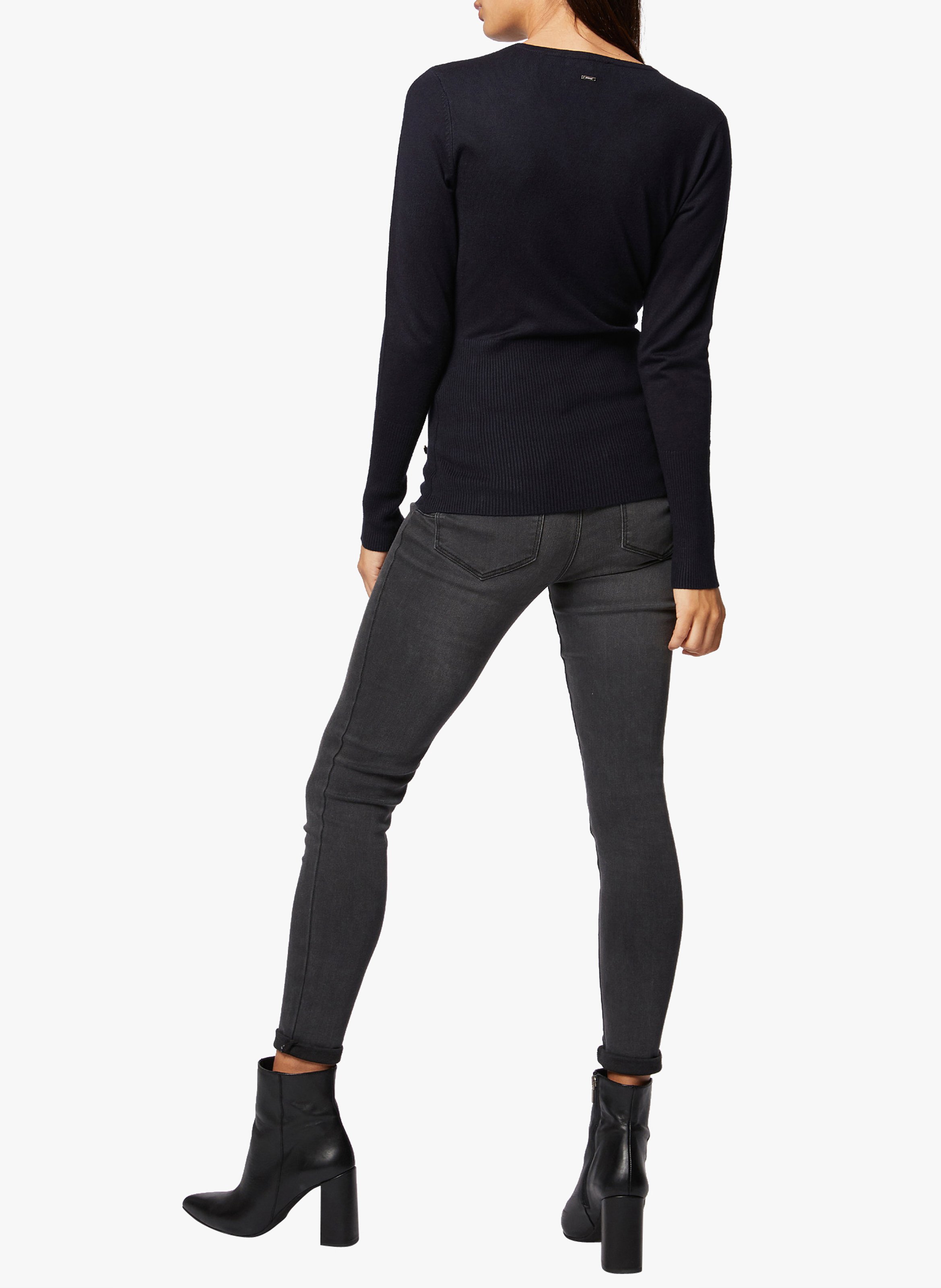 Pull col V avec boutonnage asymétrique MORGAN Noir