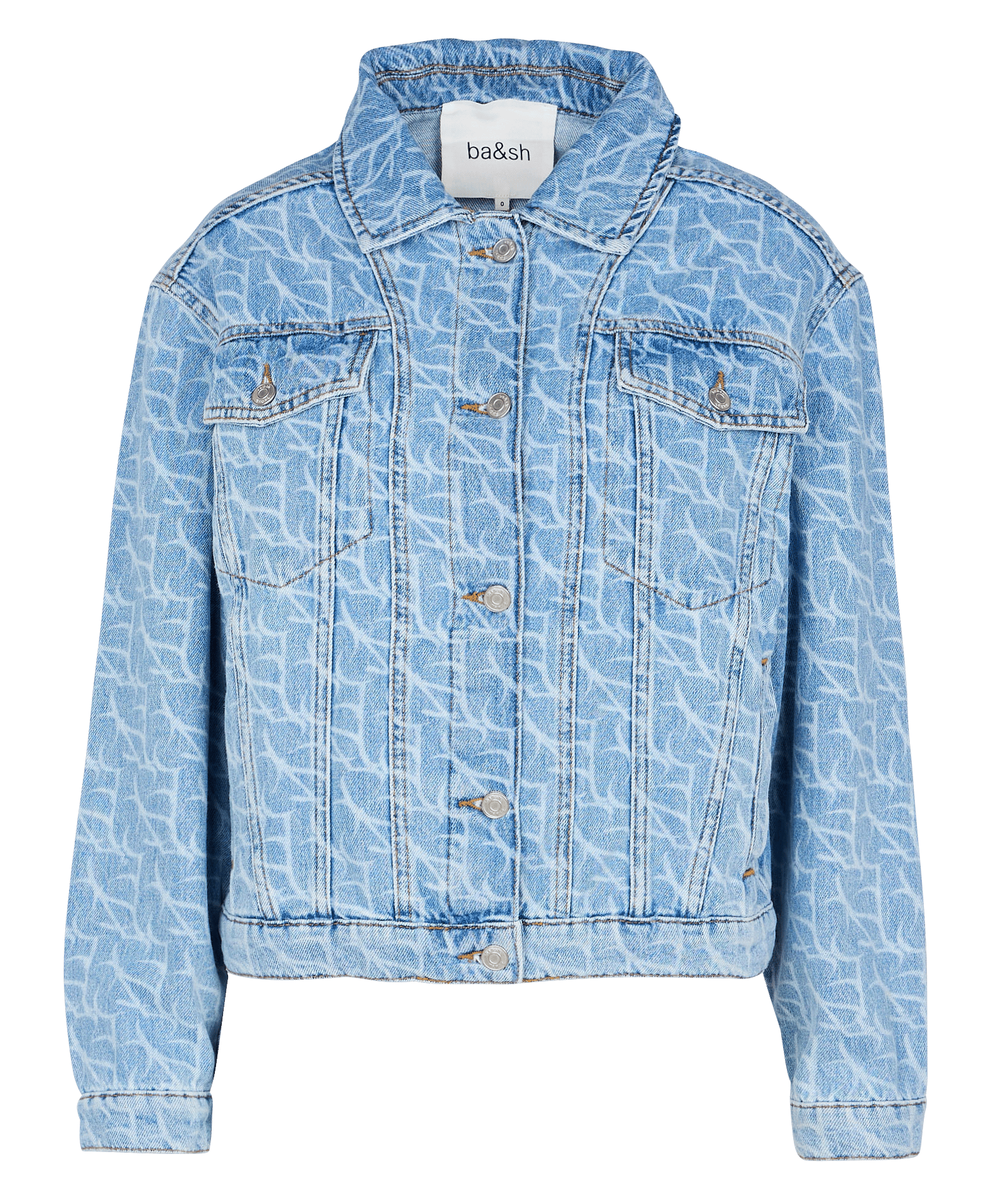 Veste denim en coton imprimé BleuBA&SH