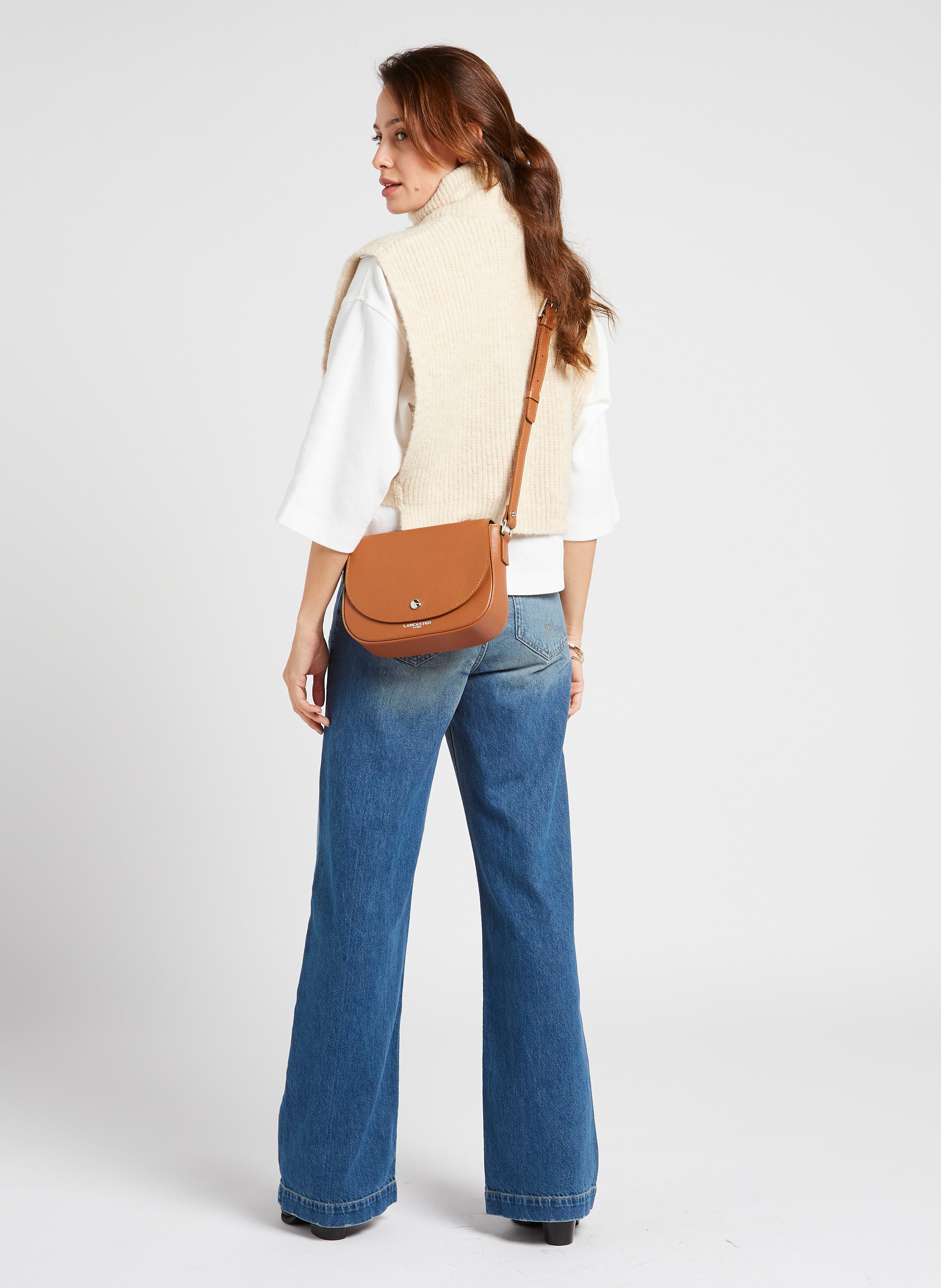 Sac porté épaule en cuir LANCASTER PARIS Marron