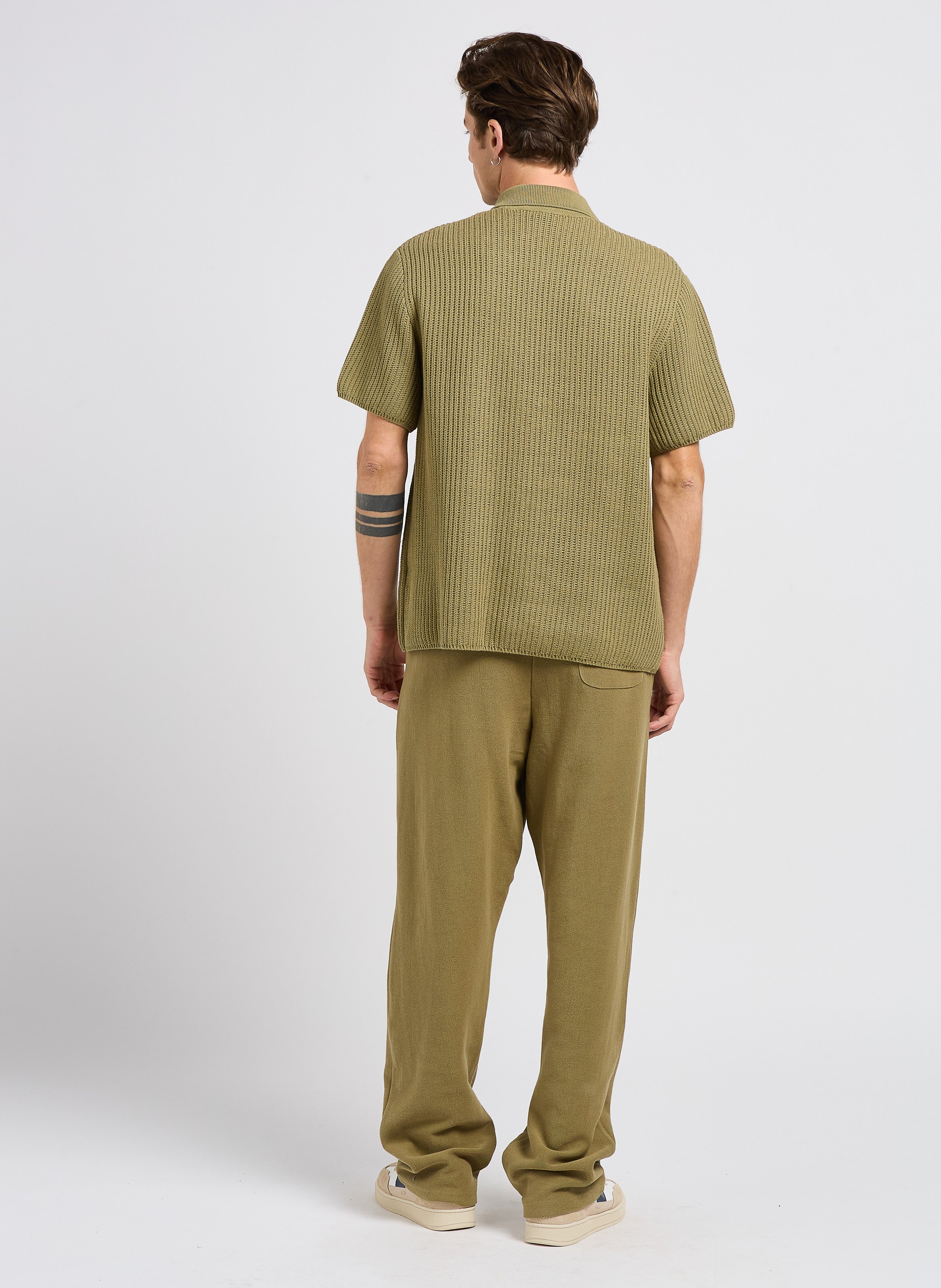 Chemise col classique tricot en coton LES DEUX Vert