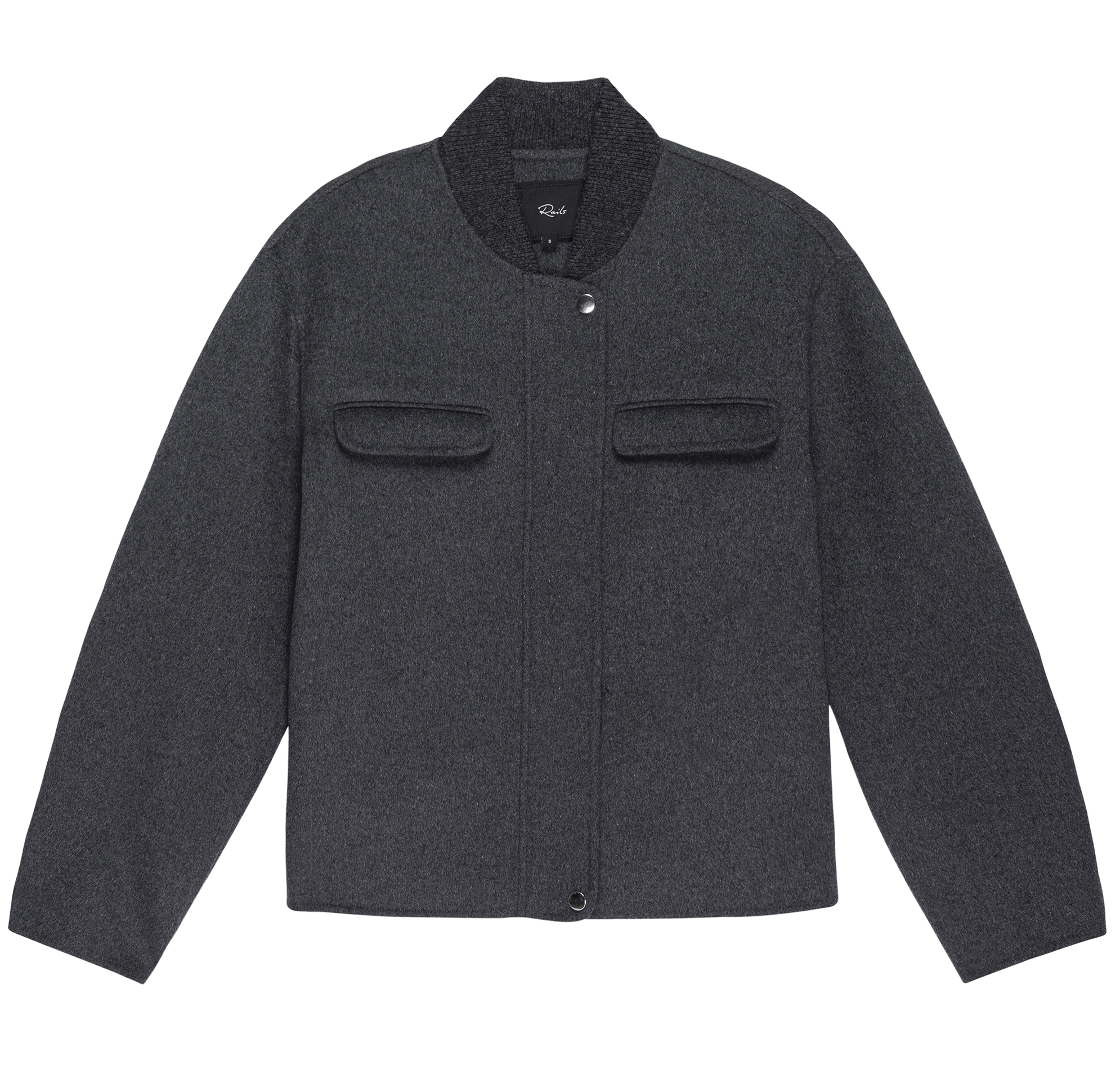Blouson col teddy en laine mélangée RAILS Gris
