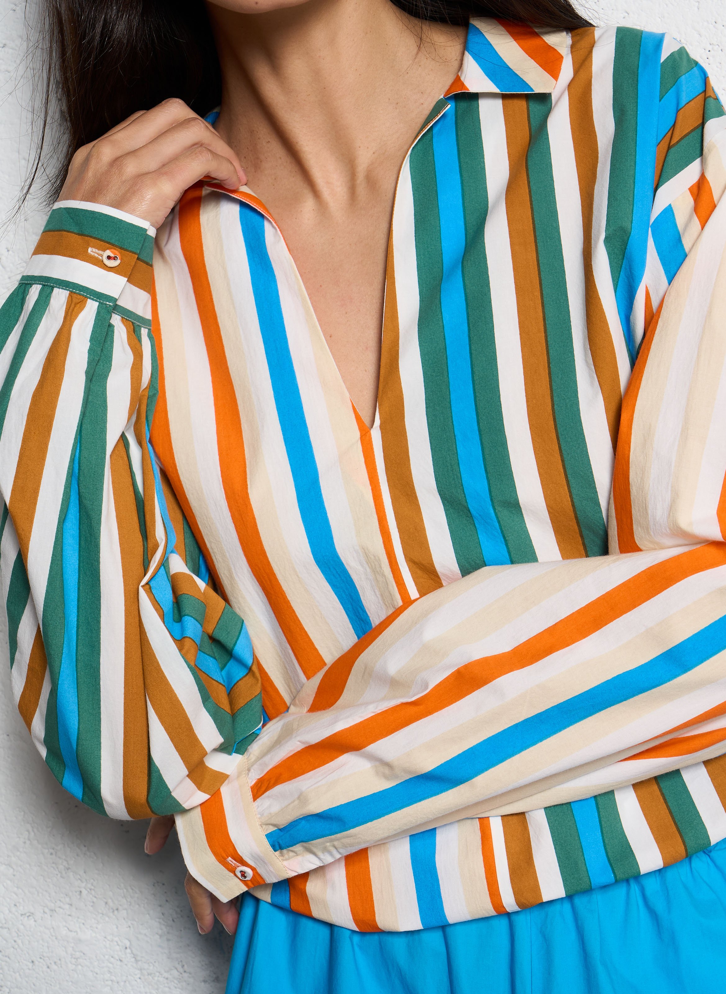 Carry Stripes striped shirt V DE VINSTER Brown