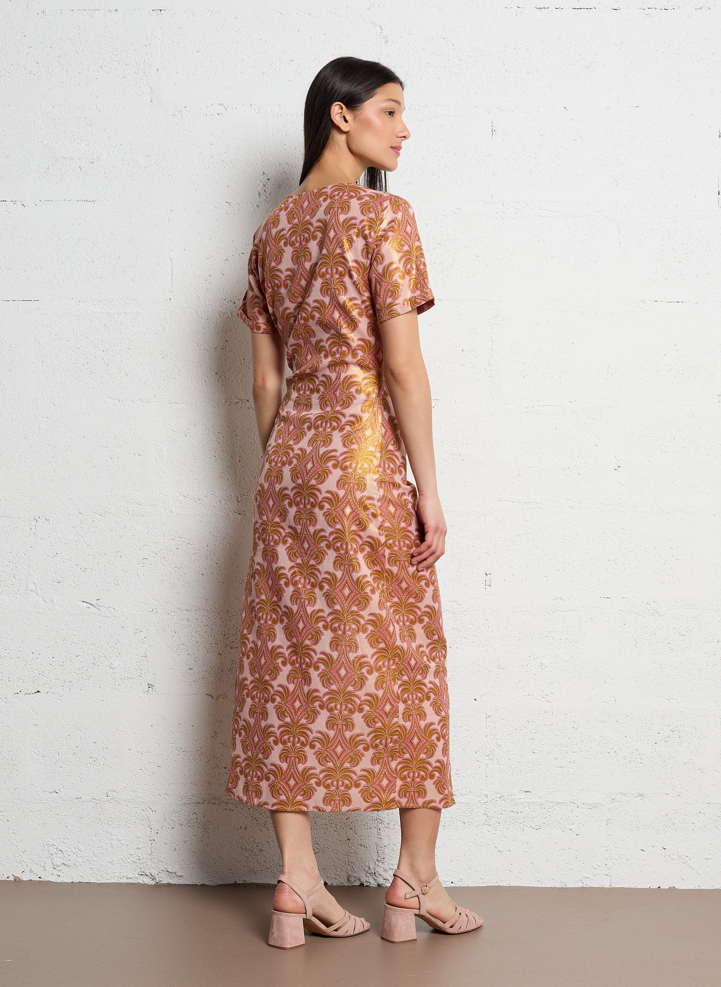 Halflange jurk met ronde hals - katoenblend LA PETITE ETOILE Goudkleurig