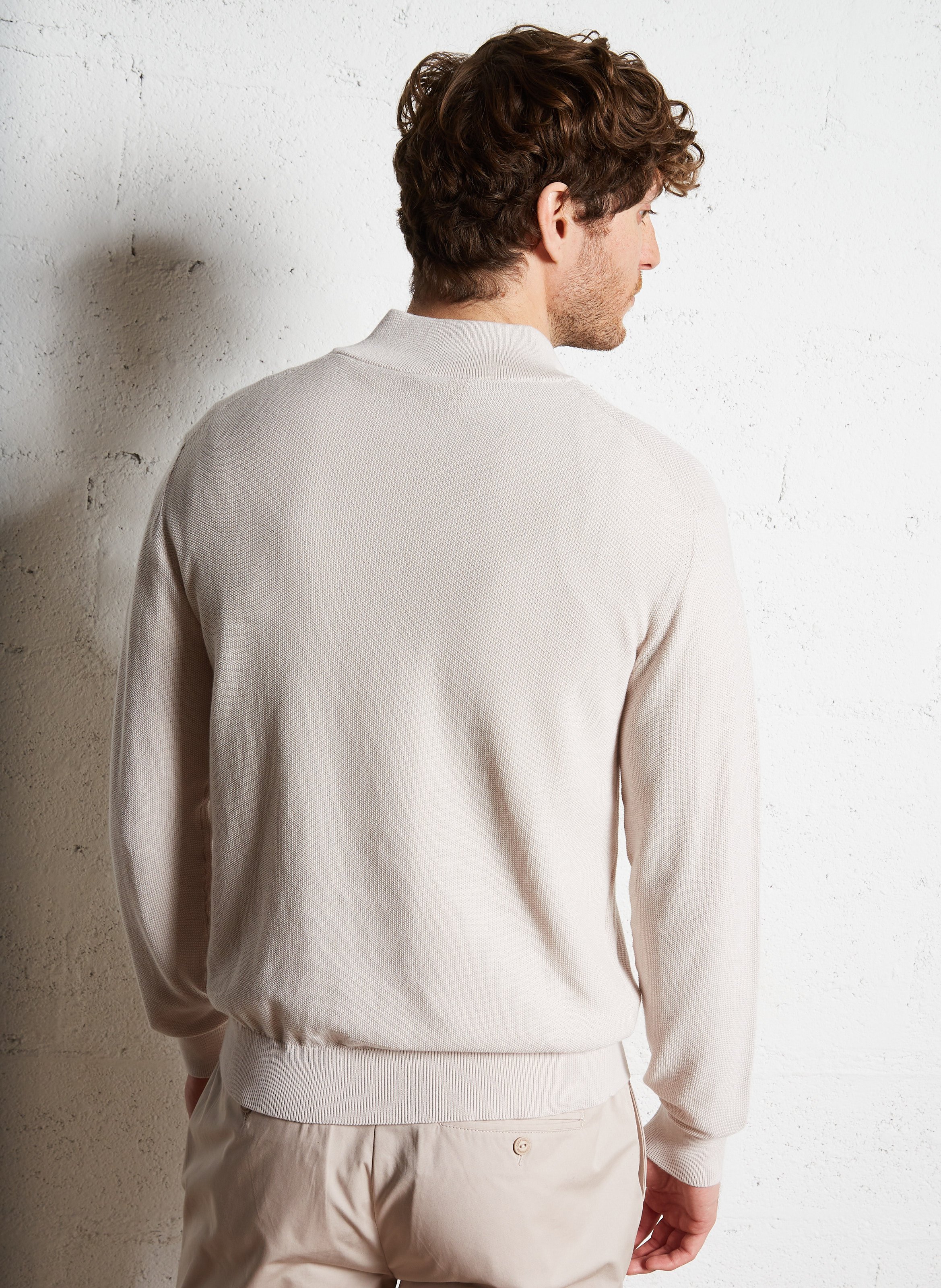 Pull col montant en coton HARTFORD Beige