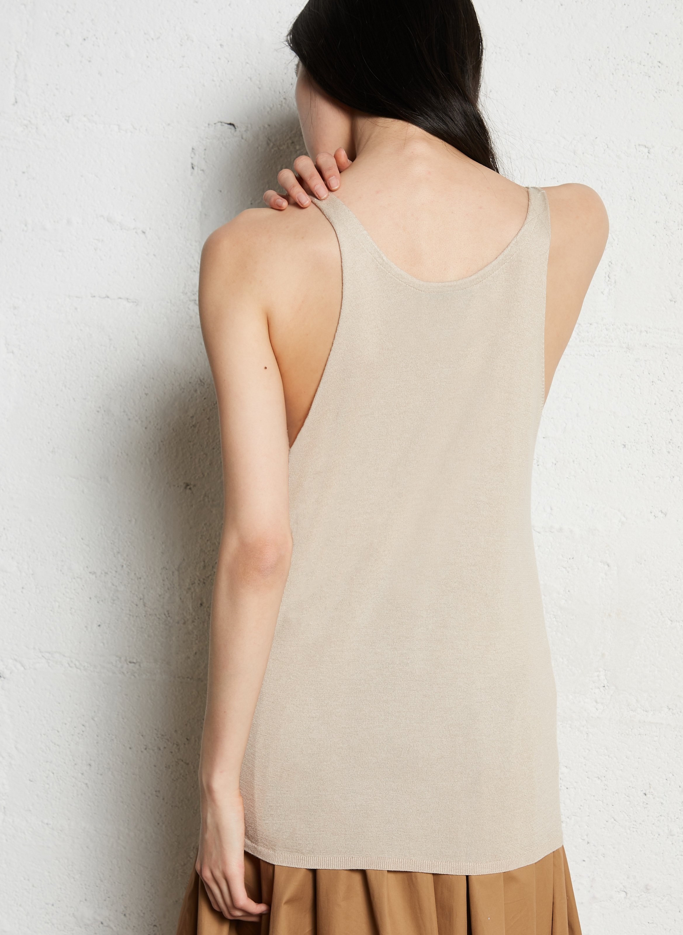 Printed silk blend straight top KUJTEN Beige