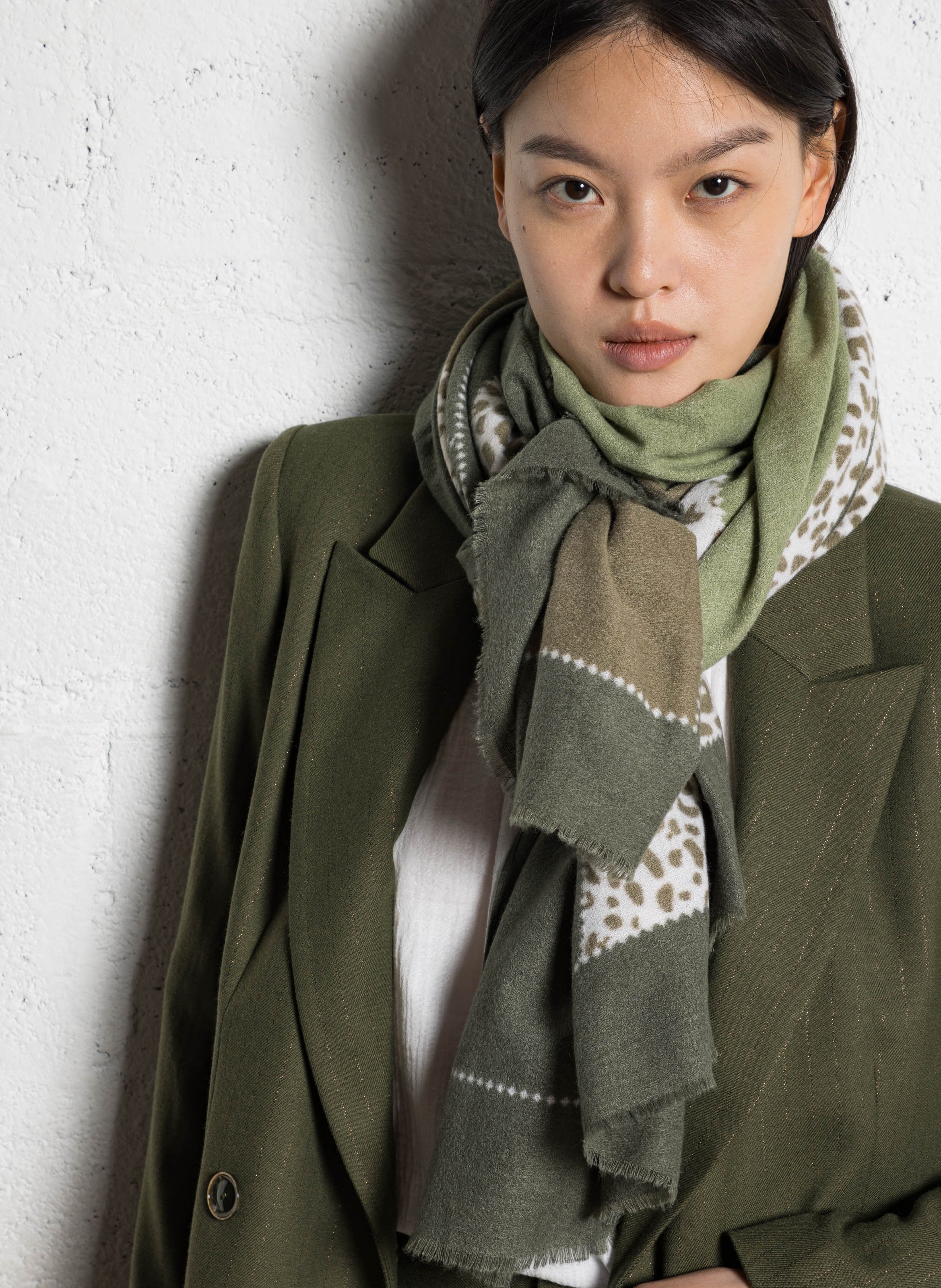 Echarpe imprimée ONE STEP Kaki