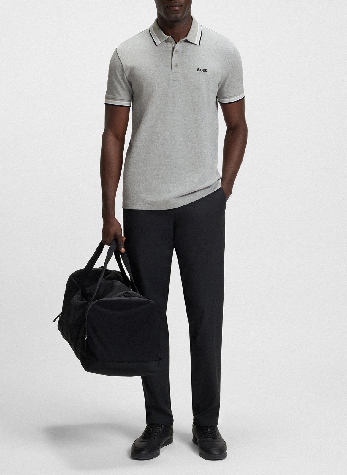 Regular-fit cotton polo shirt BOSS Silver