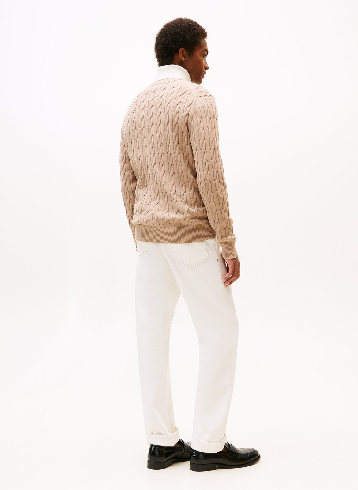 Straight round-neck cotton organic sweater TOMMY HILFIGER Beige