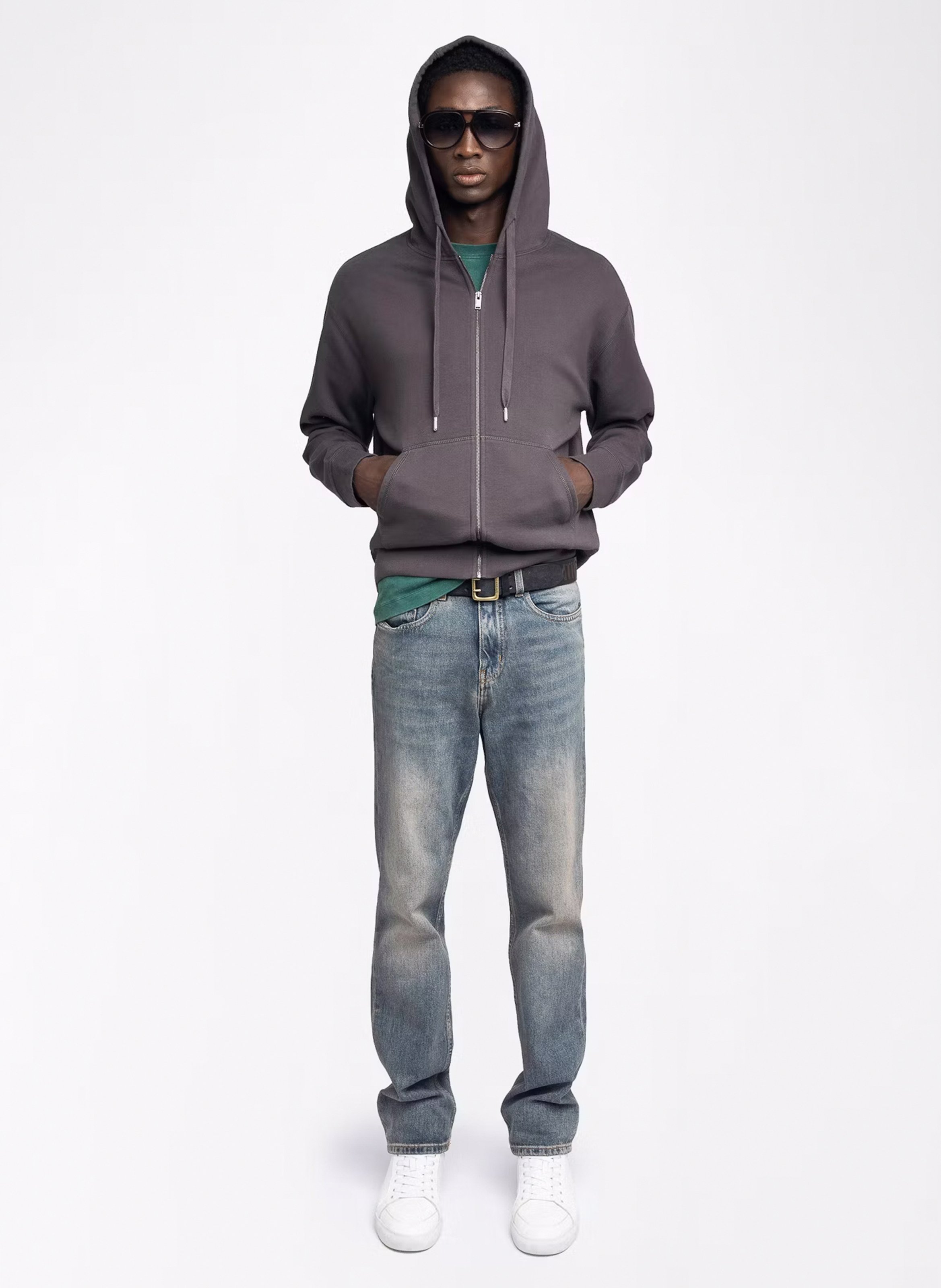 Sweat à capuche droit en coton ZADIG&amp;VOLTAIRE Marron